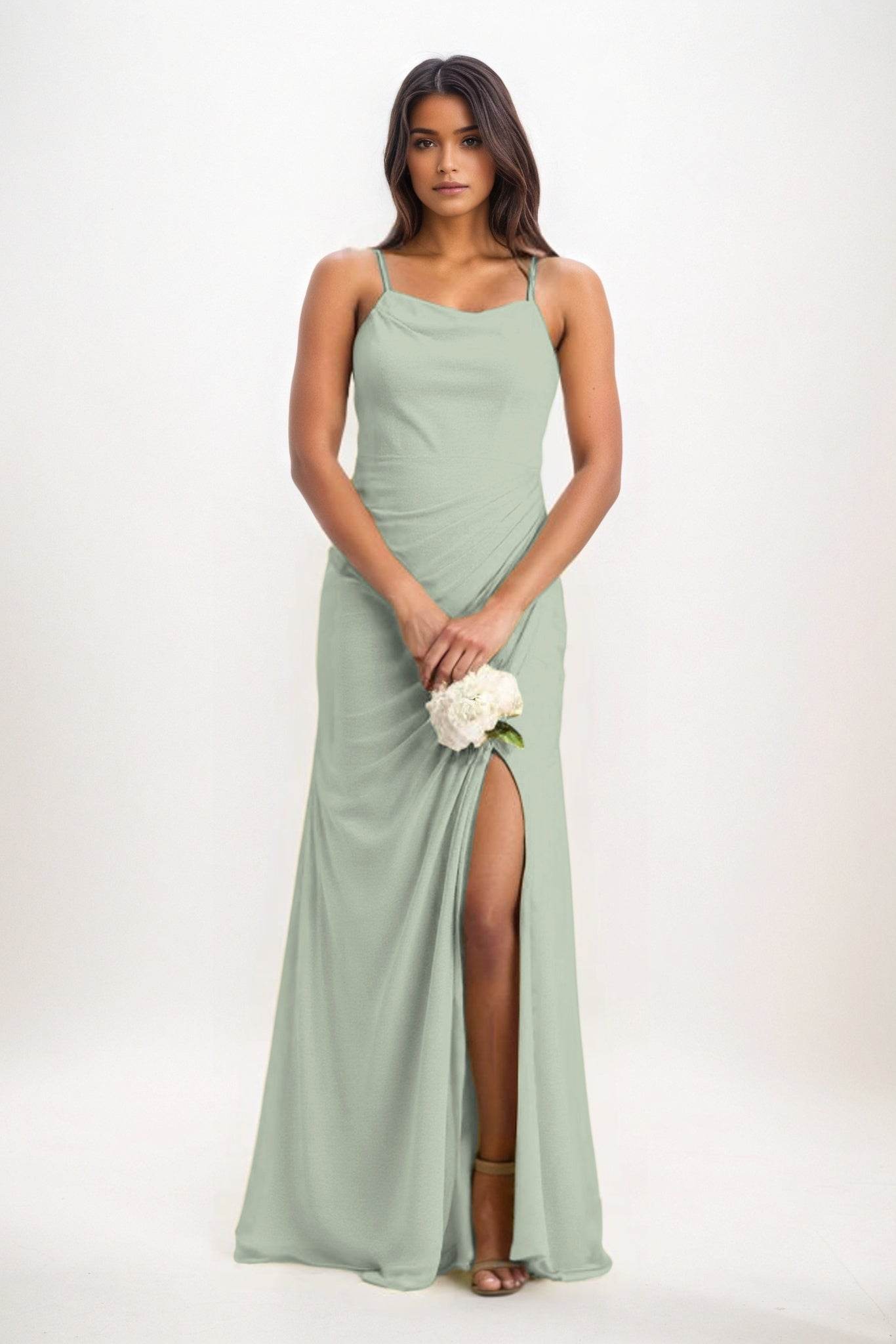 Sheath-Column Maxi Chiffon Bridesmaid Dress CB0827
