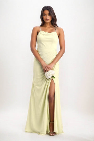 Sheath-Column Maxi Chiffon Bridesmaid Dress CB0827