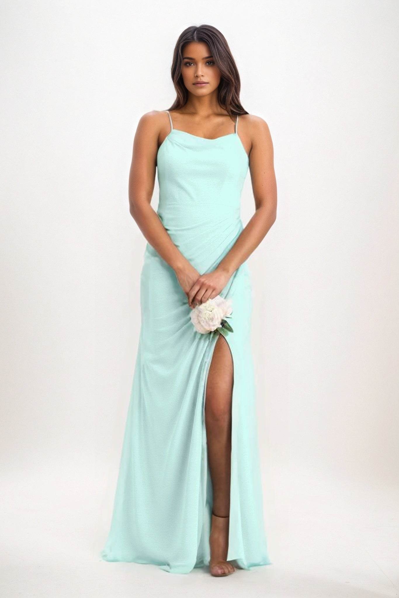 Sheath-Column Maxi Chiffon Bridesmaid Dress CB0827