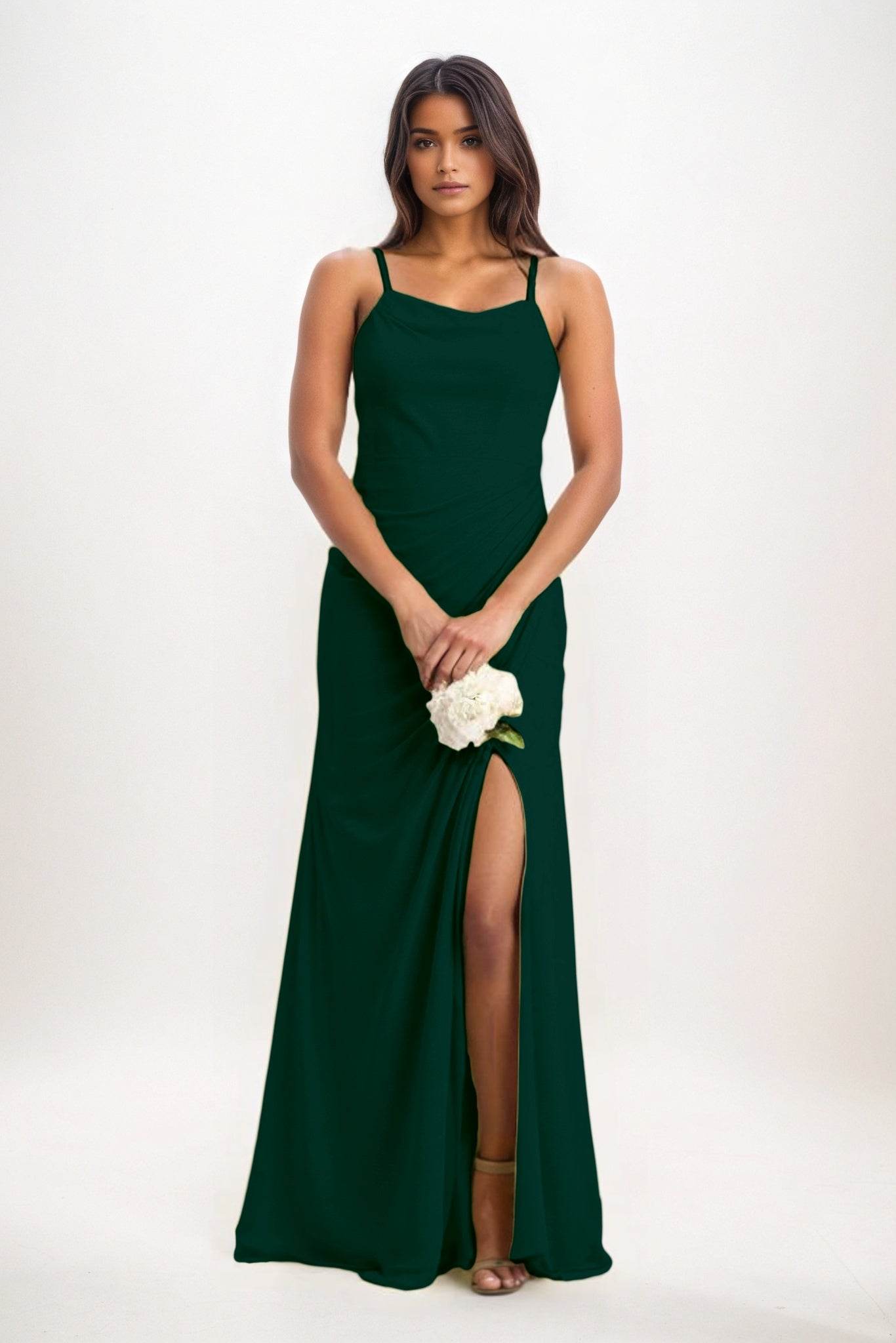 Sheath-Column Maxi Chiffon Bridesmaid Dress CB0827