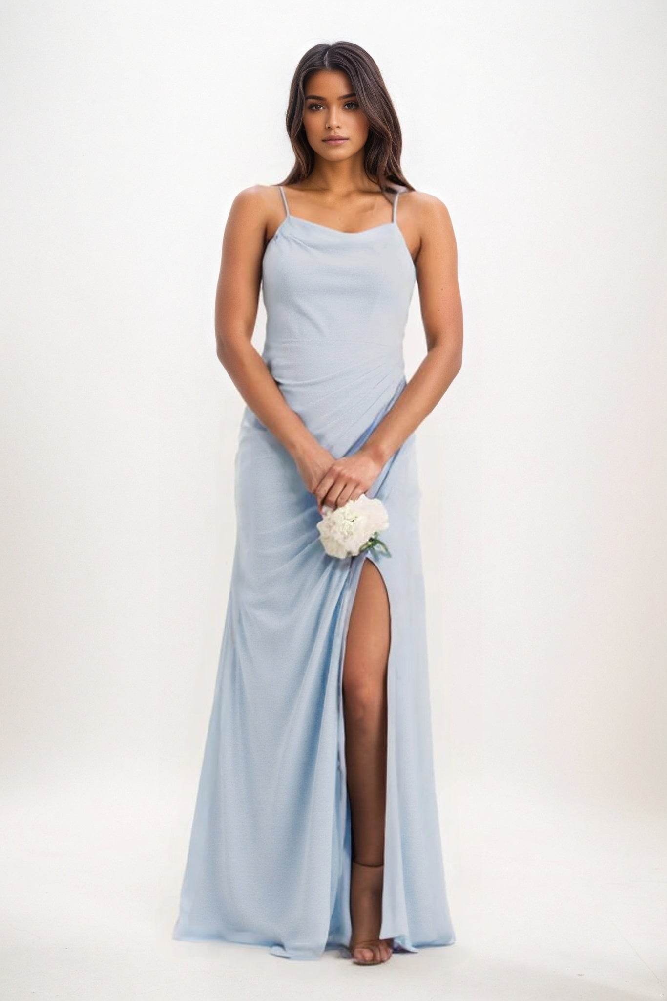 Sheath-Column Maxi Chiffon Bridesmaid Dress CB0827