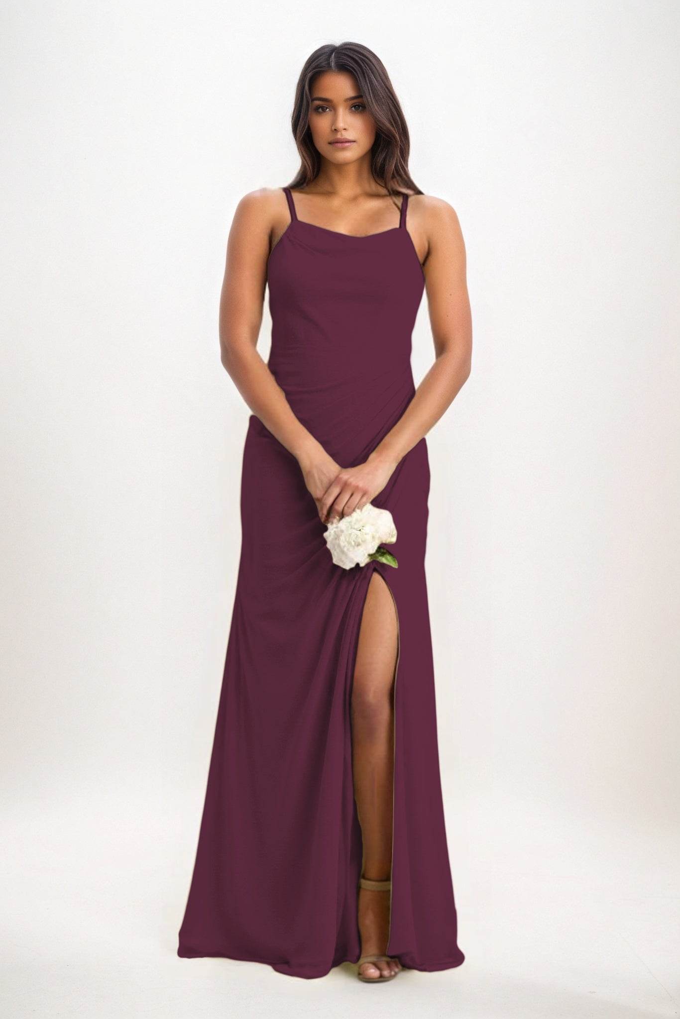 Sheath-Column Maxi Chiffon Bridesmaid Dress CB0827