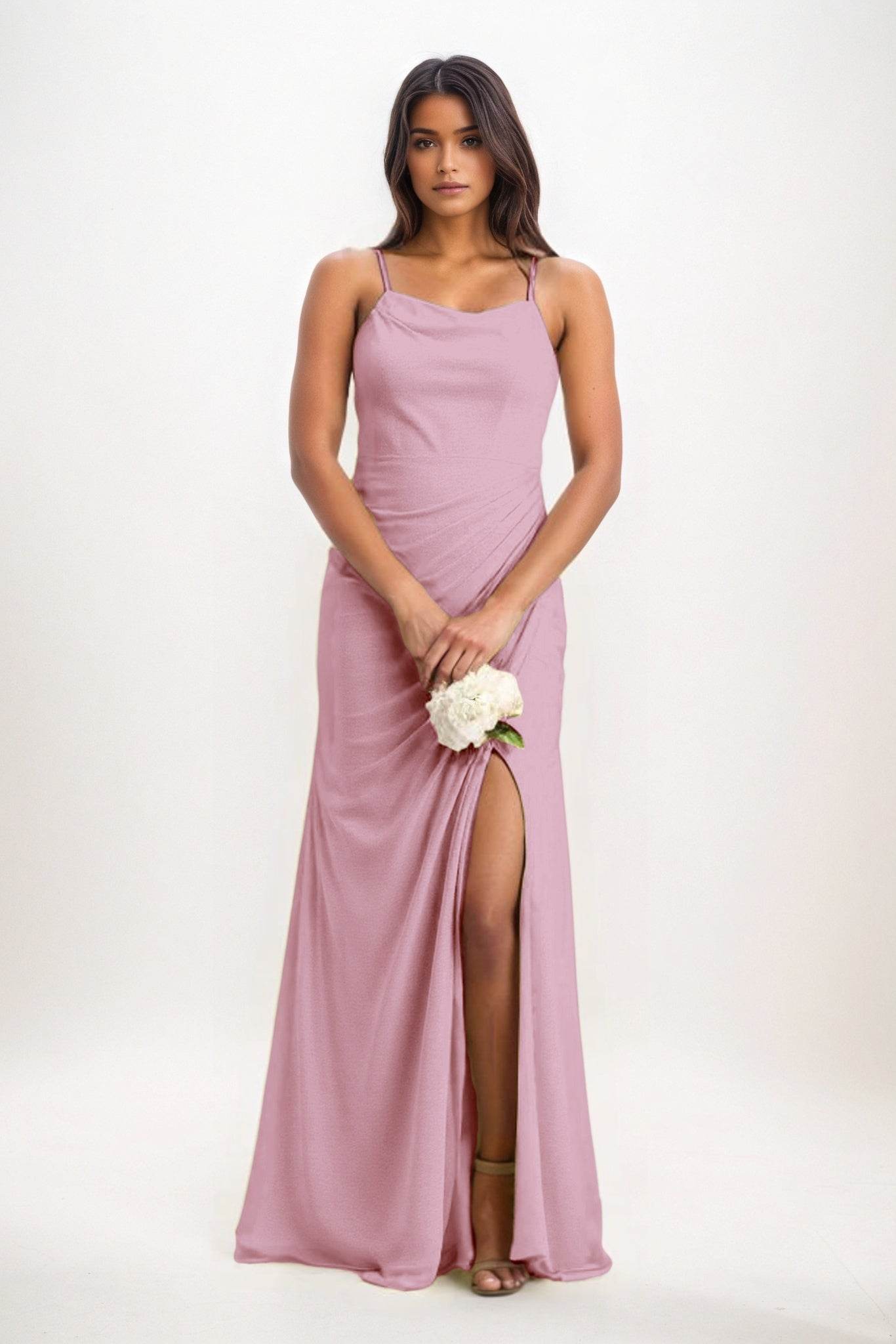 Sheath-Column Maxi Chiffon Bridesmaid Dress CB0827