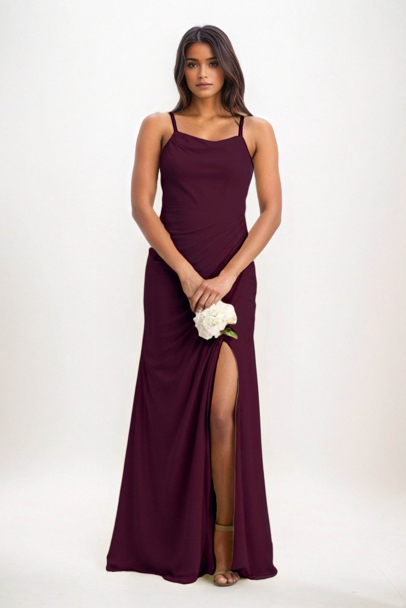 Sheath-Column Maxi Chiffon Bridesmaid Dress CB0827
