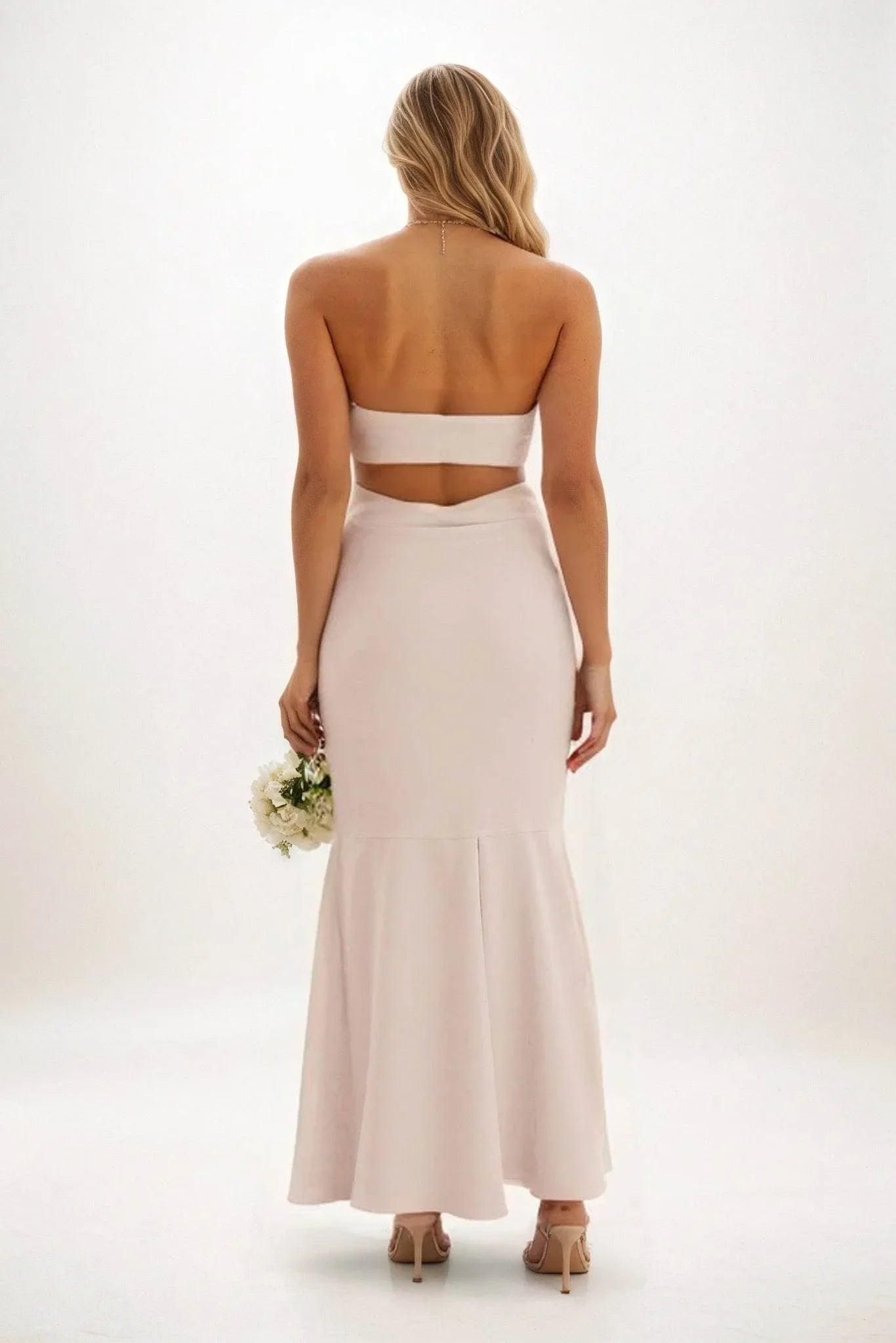 Sheath-Column Midi Luxe Satin Bridesmaid Dress CB0829