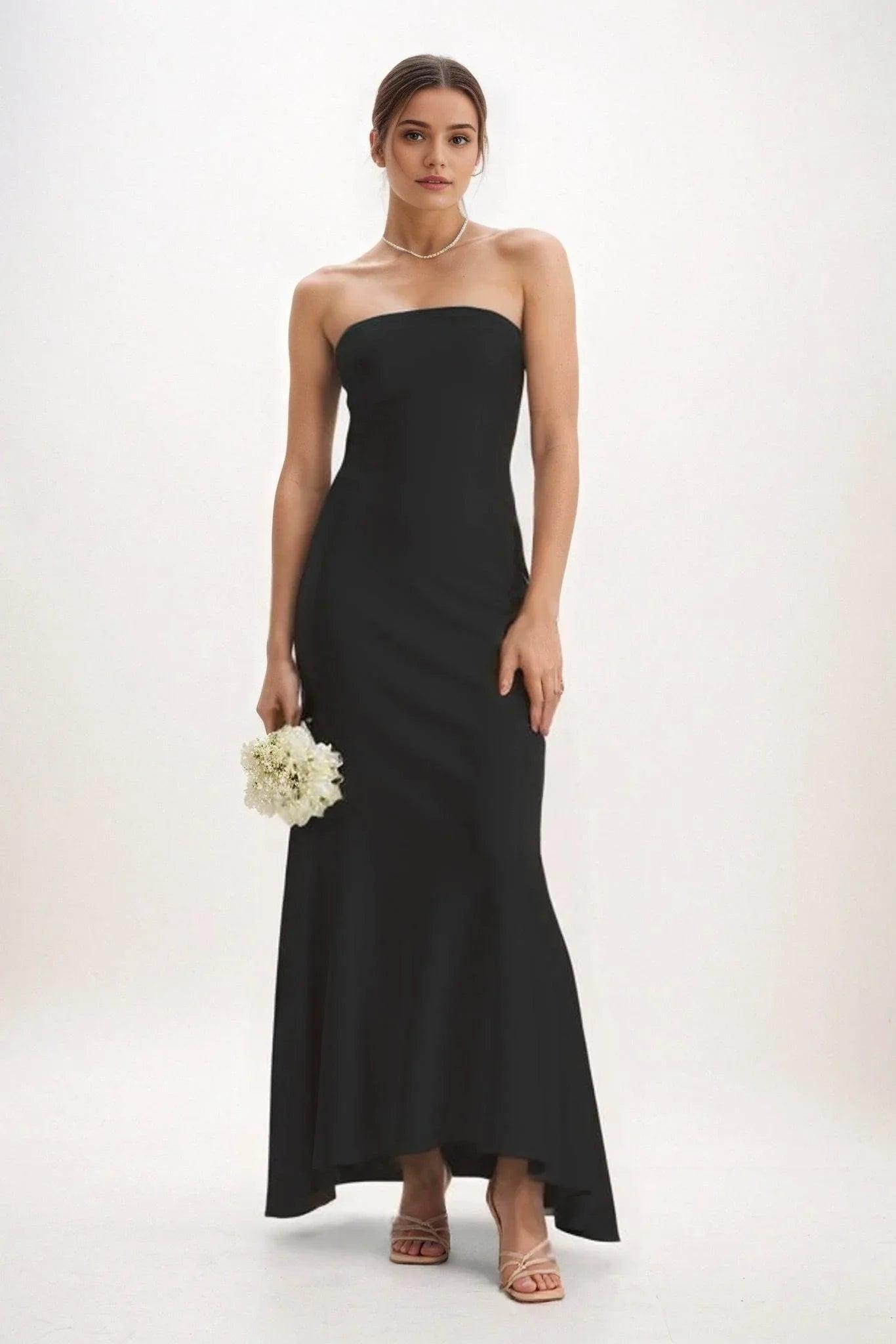 Sheath-Column Midi Luxe Satin Bridesmaid Dress CB0829