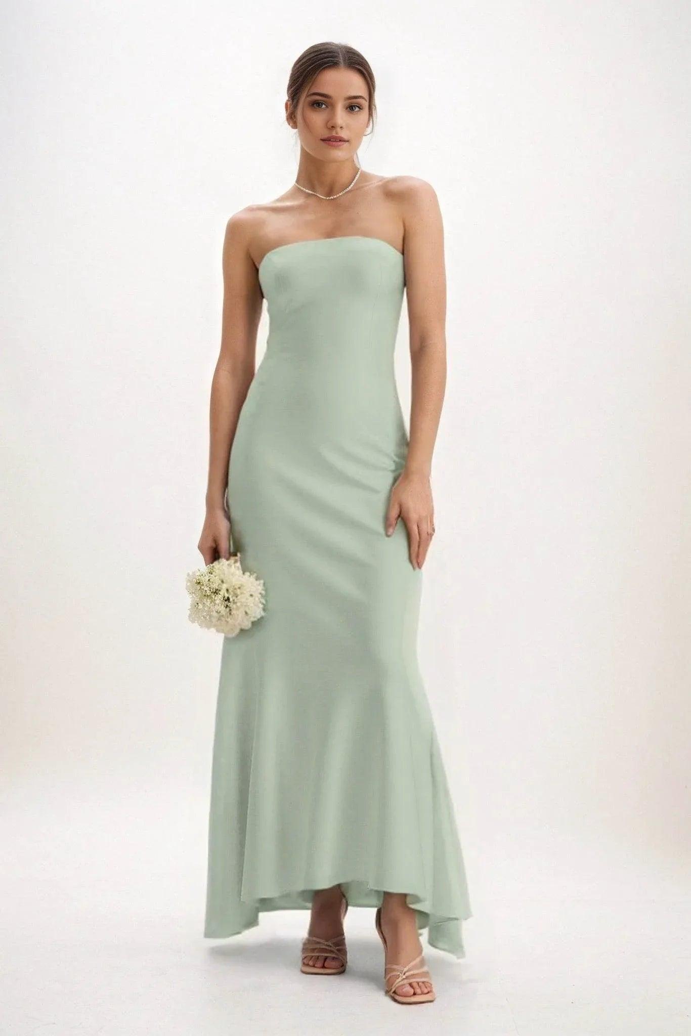 Sheath-Column Midi Luxe Satin Bridesmaid Dress CB0829