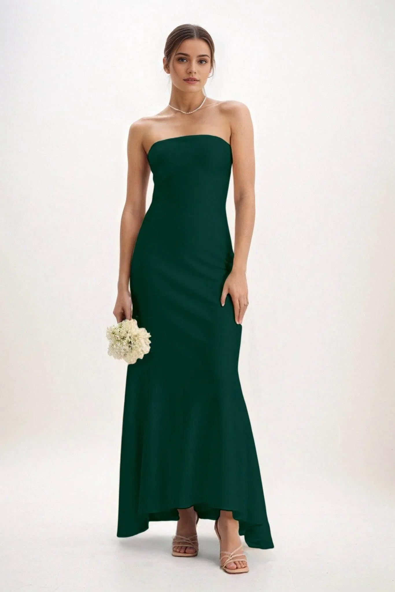 Sheath-Column Midi Luxe Satin Bridesmaid Dress CB0829