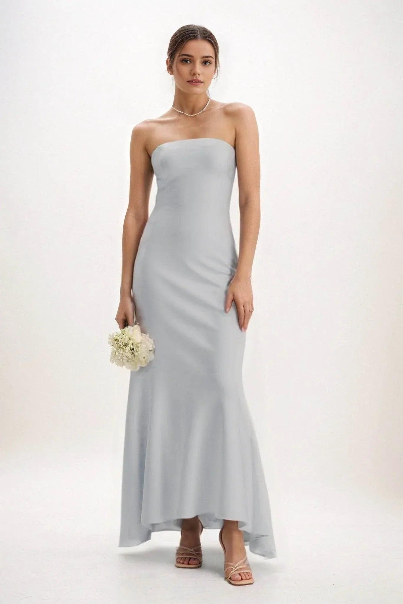 Sheath-Column Midi Luxe Satin Bridesmaid Dress CB0829