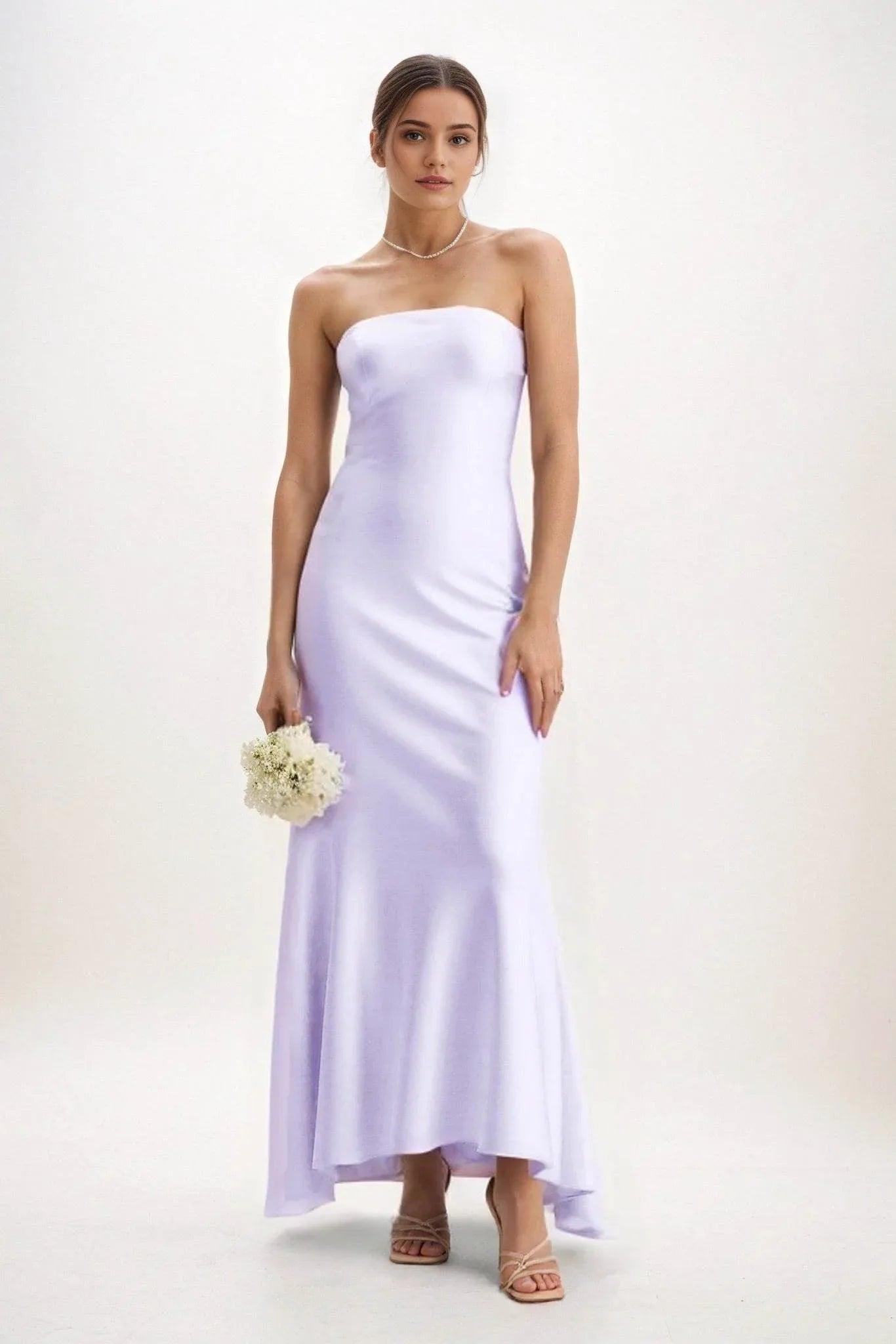 Sheath-Column Midi Luxe Satin Bridesmaid Dress CB0829