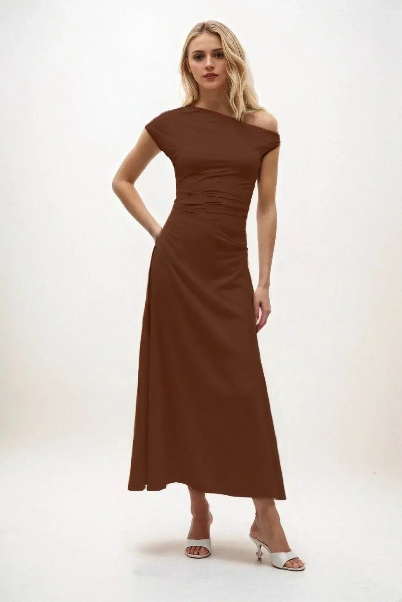A-Line Midi Luxe Satin Dress CB0830CS