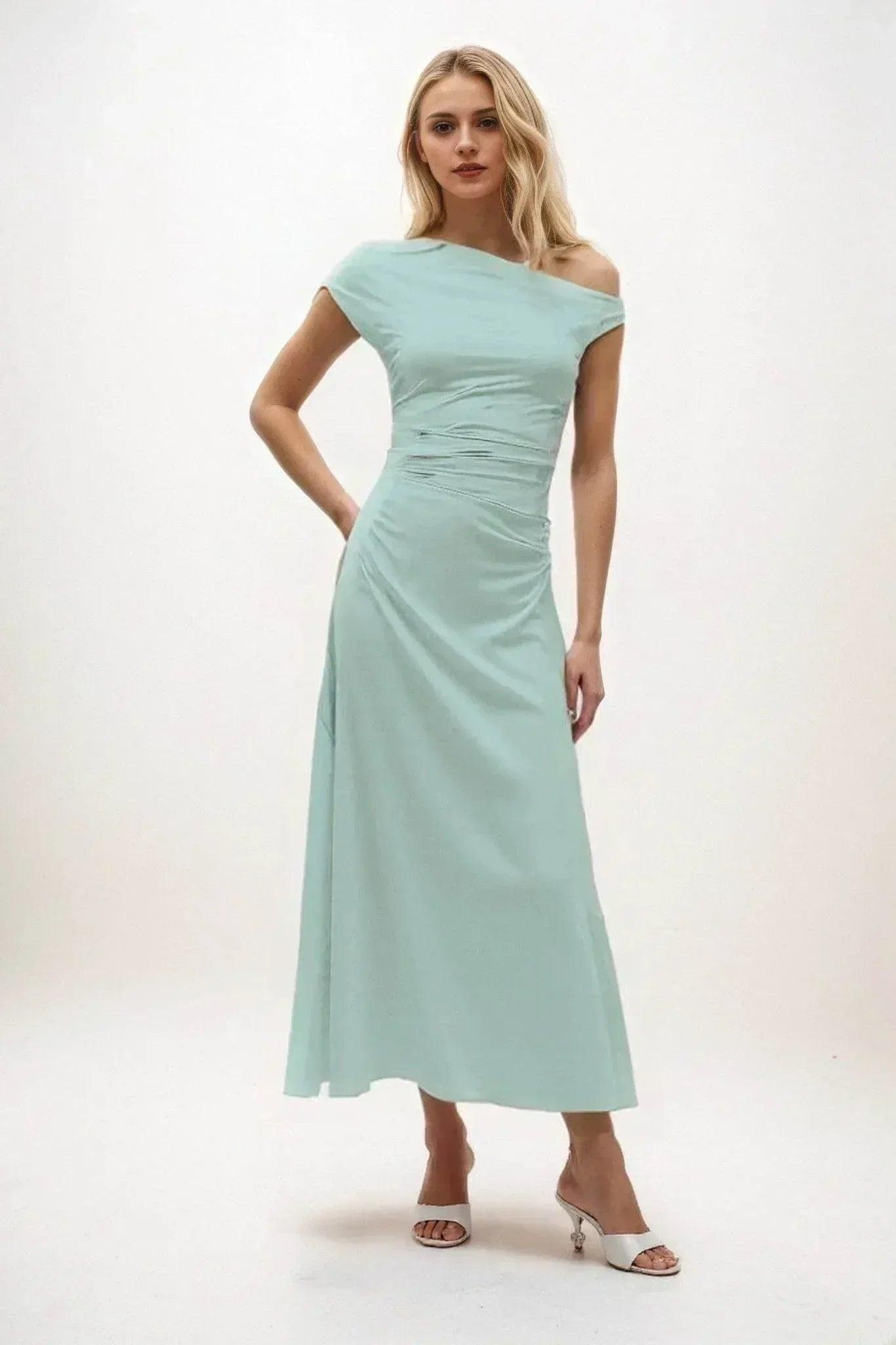 A-Line Midi Luxe Satin Dress CB0830CS
