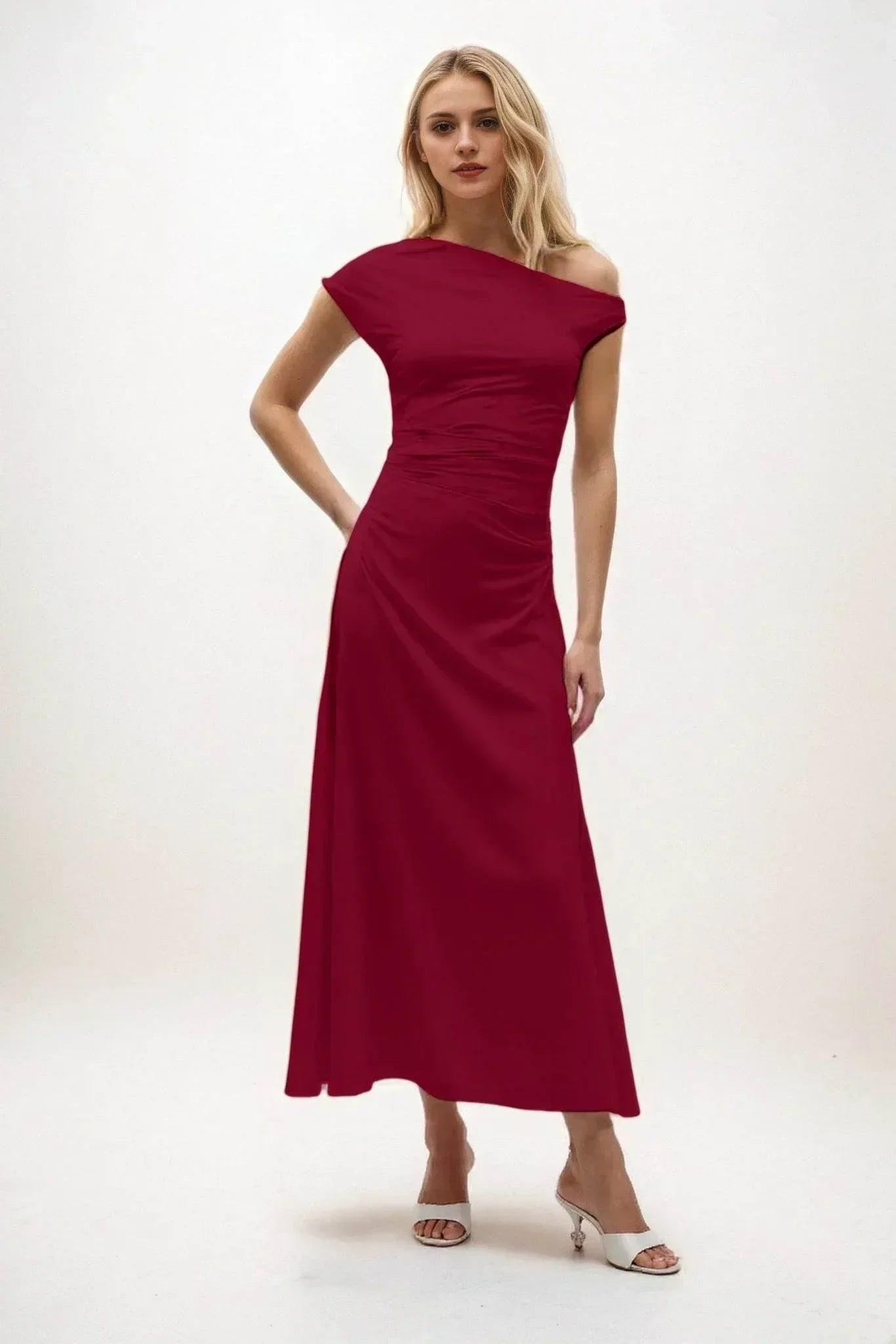 A-Line Midi Luxe Satin Dress CB0830CS