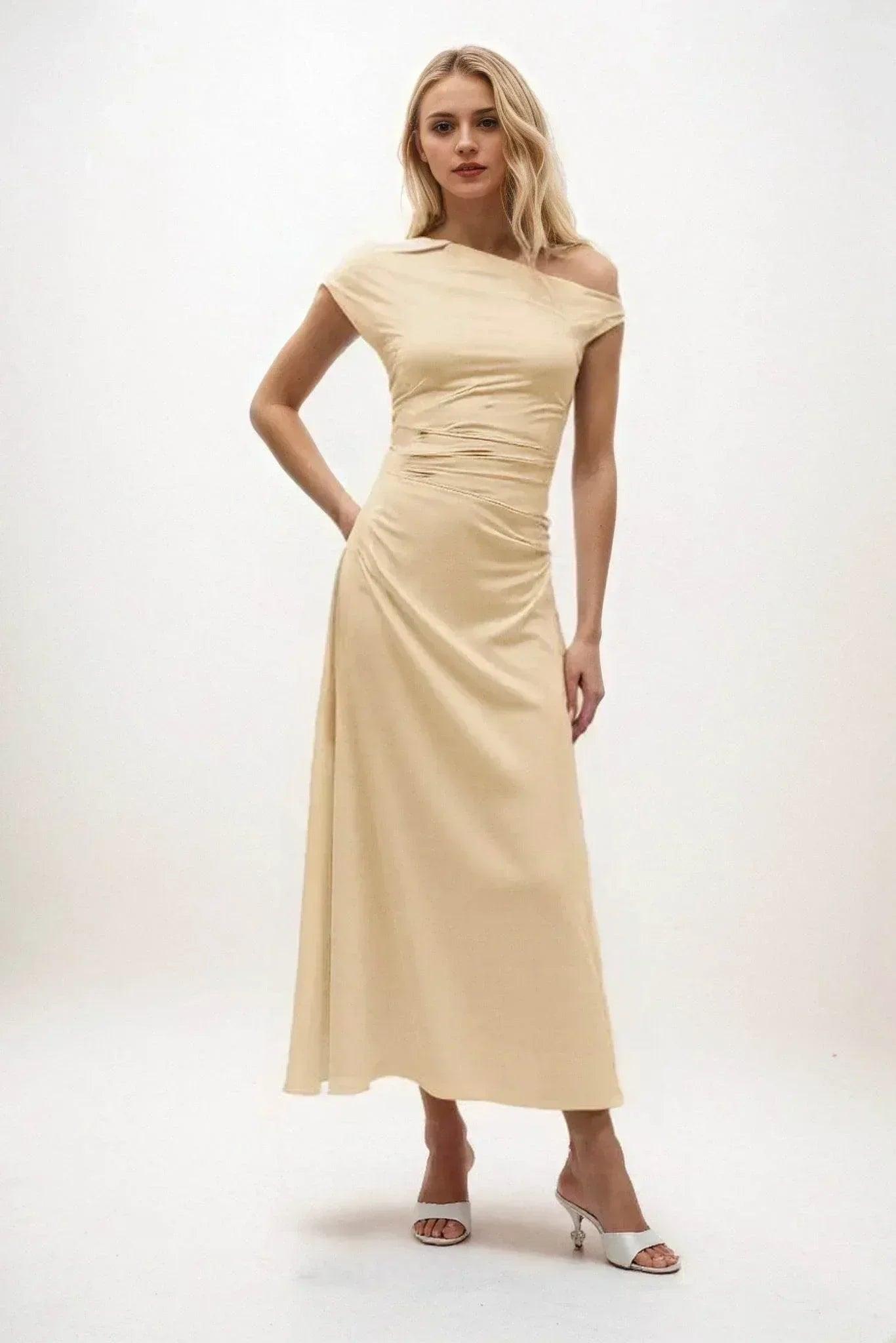 A-Line Midi Luxe Satin Dress CB0830CS