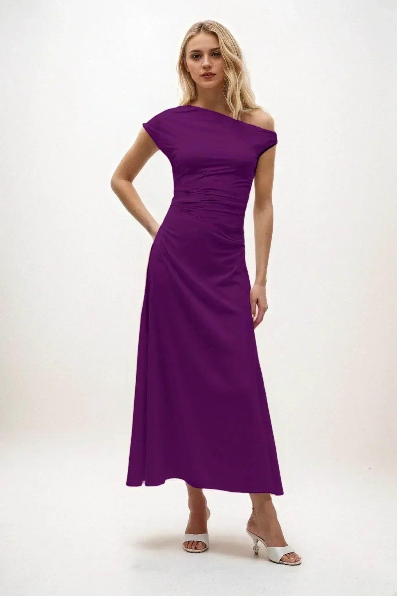 A-Line Midi Luxe Satin Dress CB0830CS