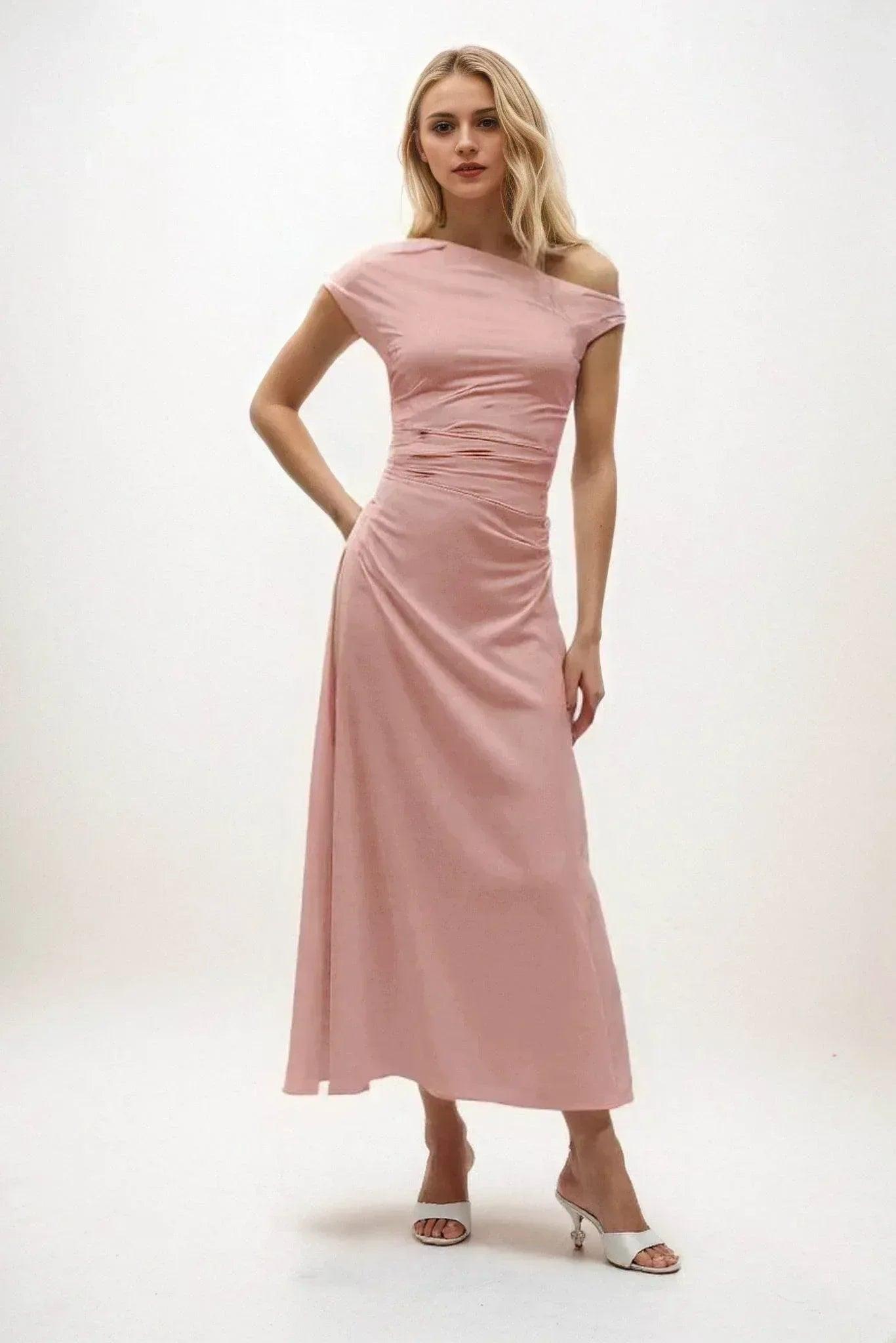 A-Line Midi Luxe Satin Dress CB0830CS