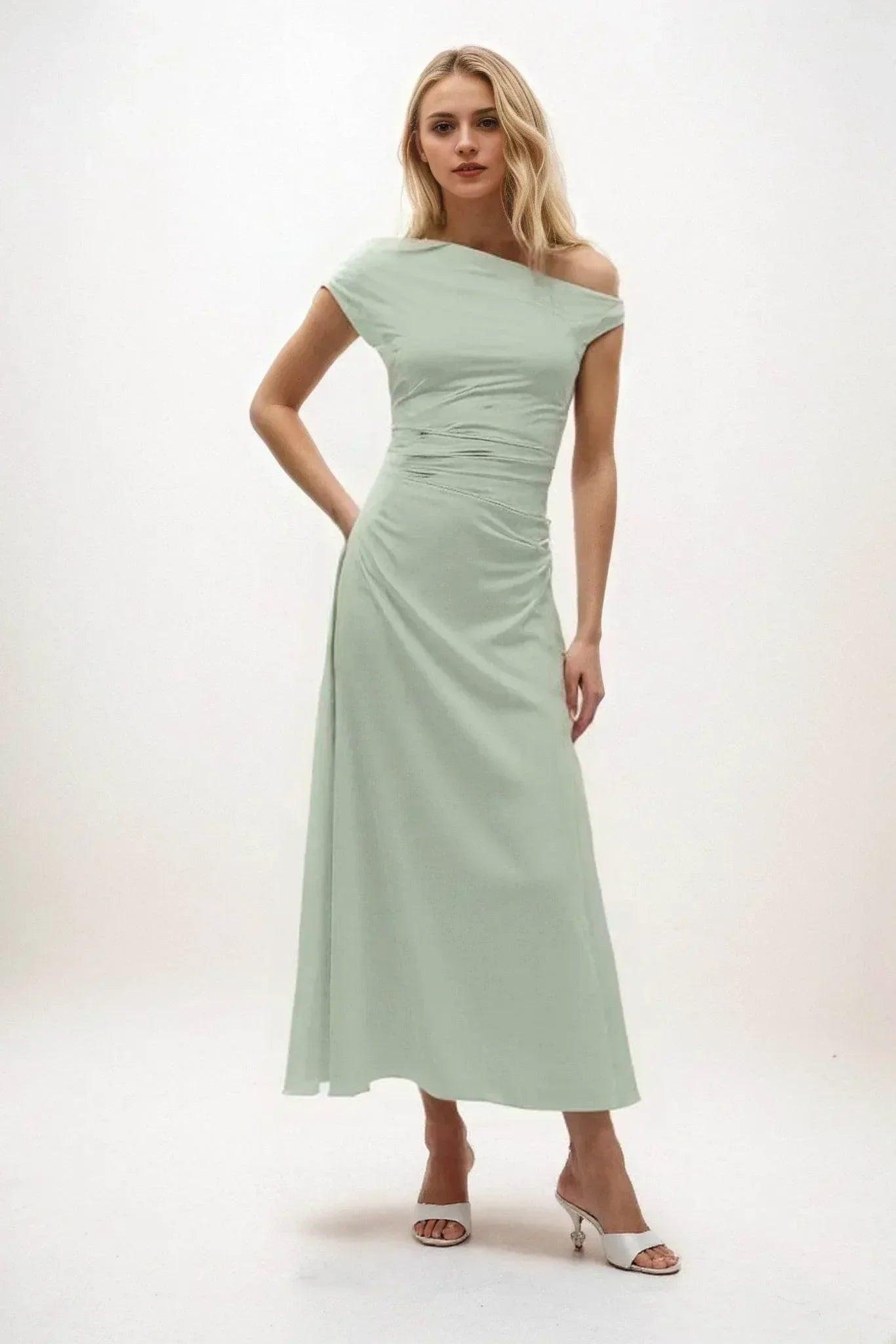 A-Line Midi Luxe Satin Dress CB0830CS