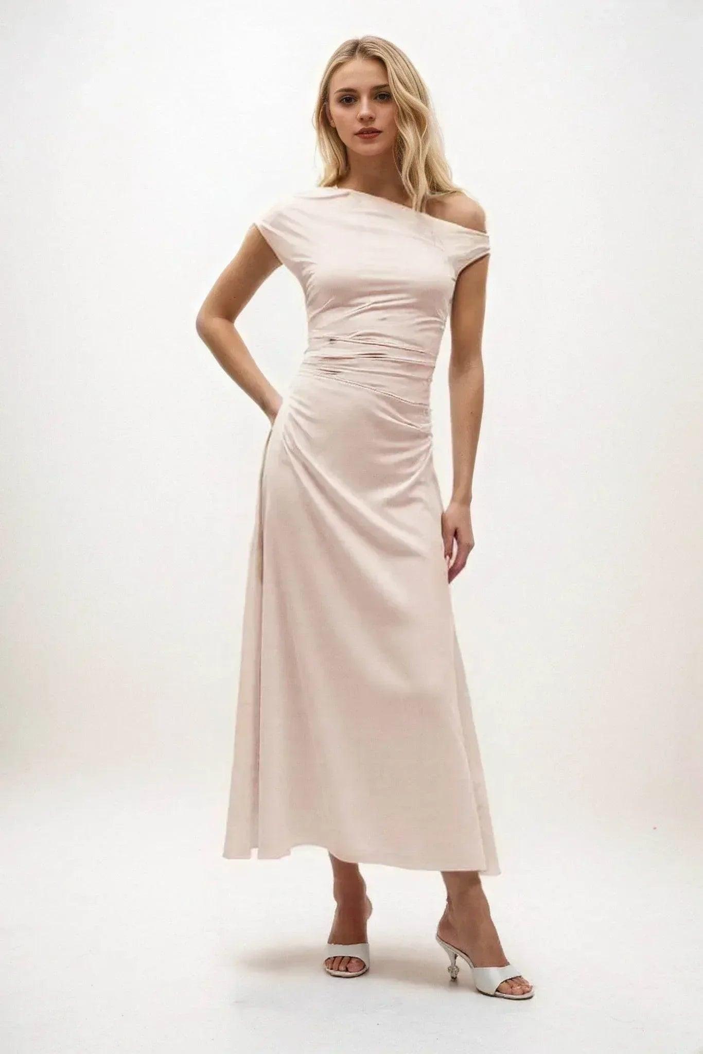A-Line Midi Luxe Satin Dress CB0830CS