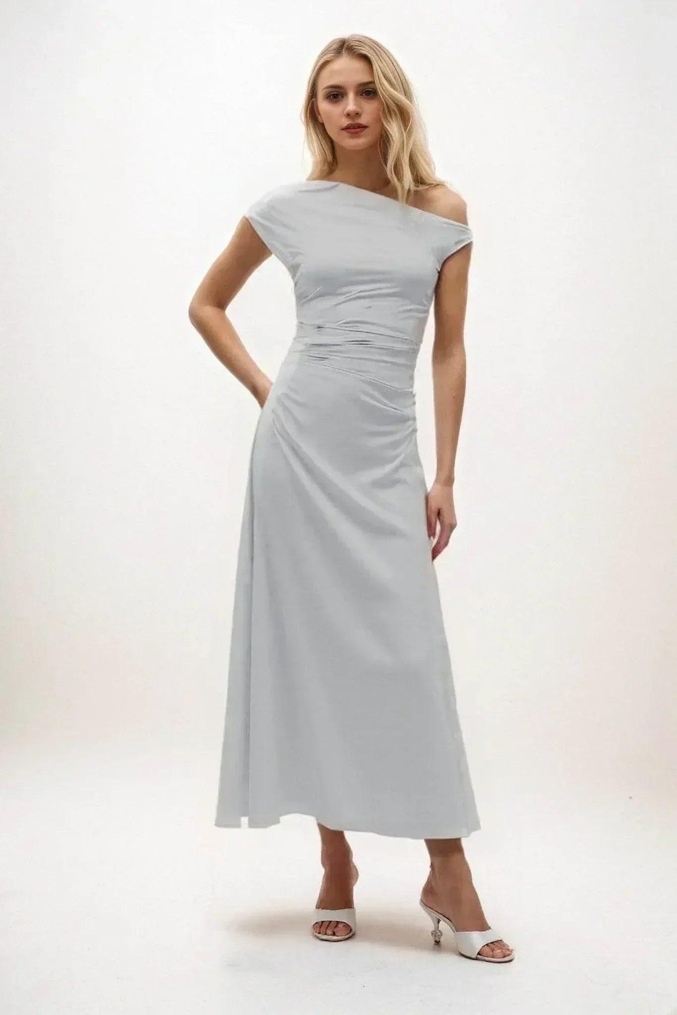 A-Line Midi Luxe Satin Dress CB0830CS
