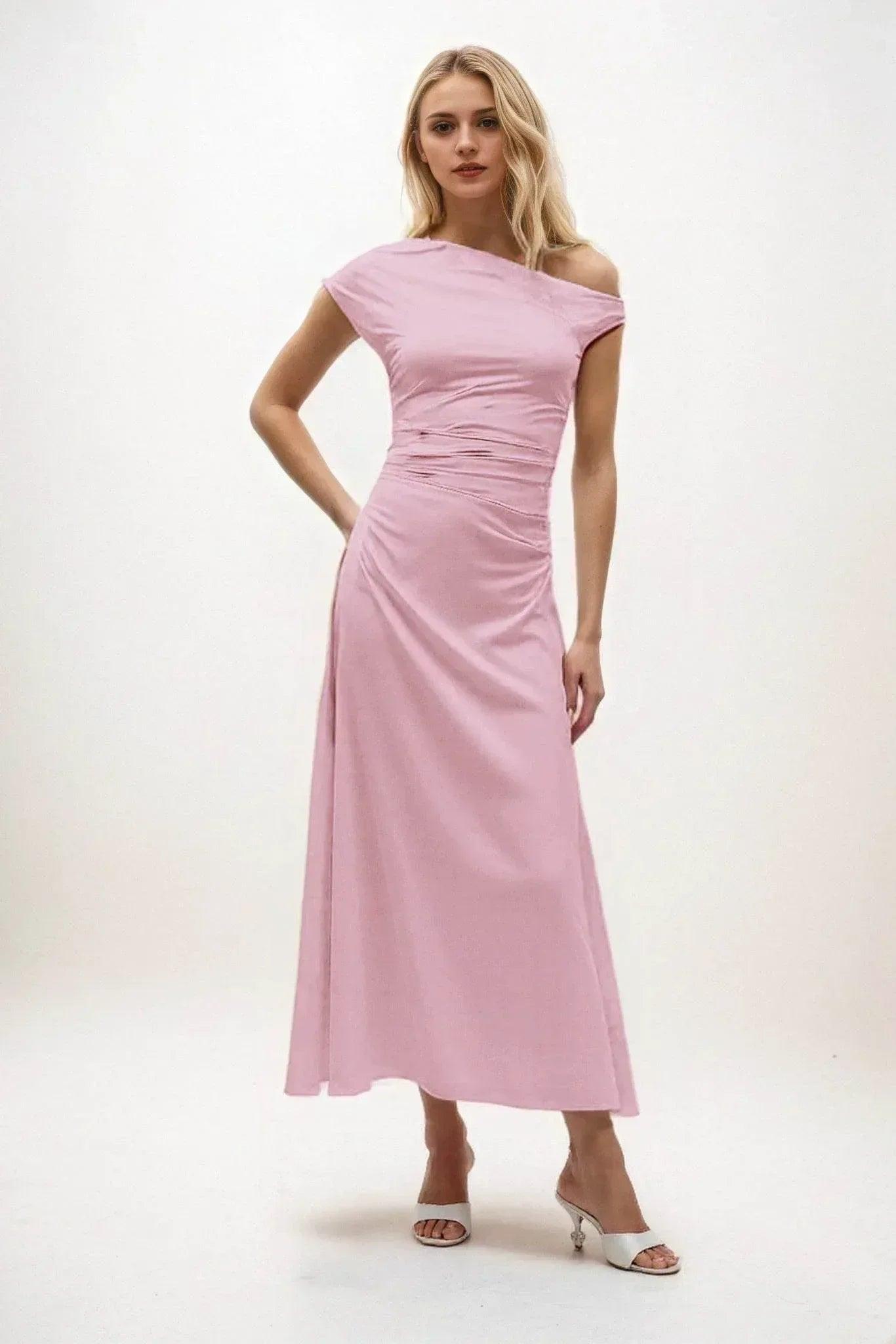 A-Line Midi Luxe Satin Dress CB0830CS