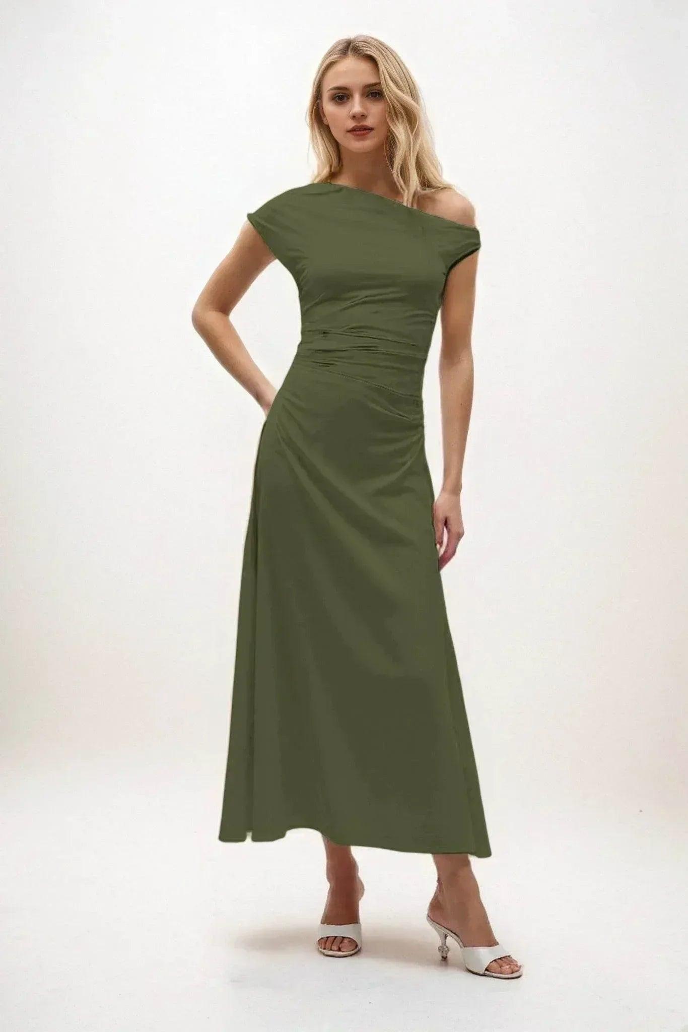 A-Line Midi Luxe Satin Dress CB0830CS
