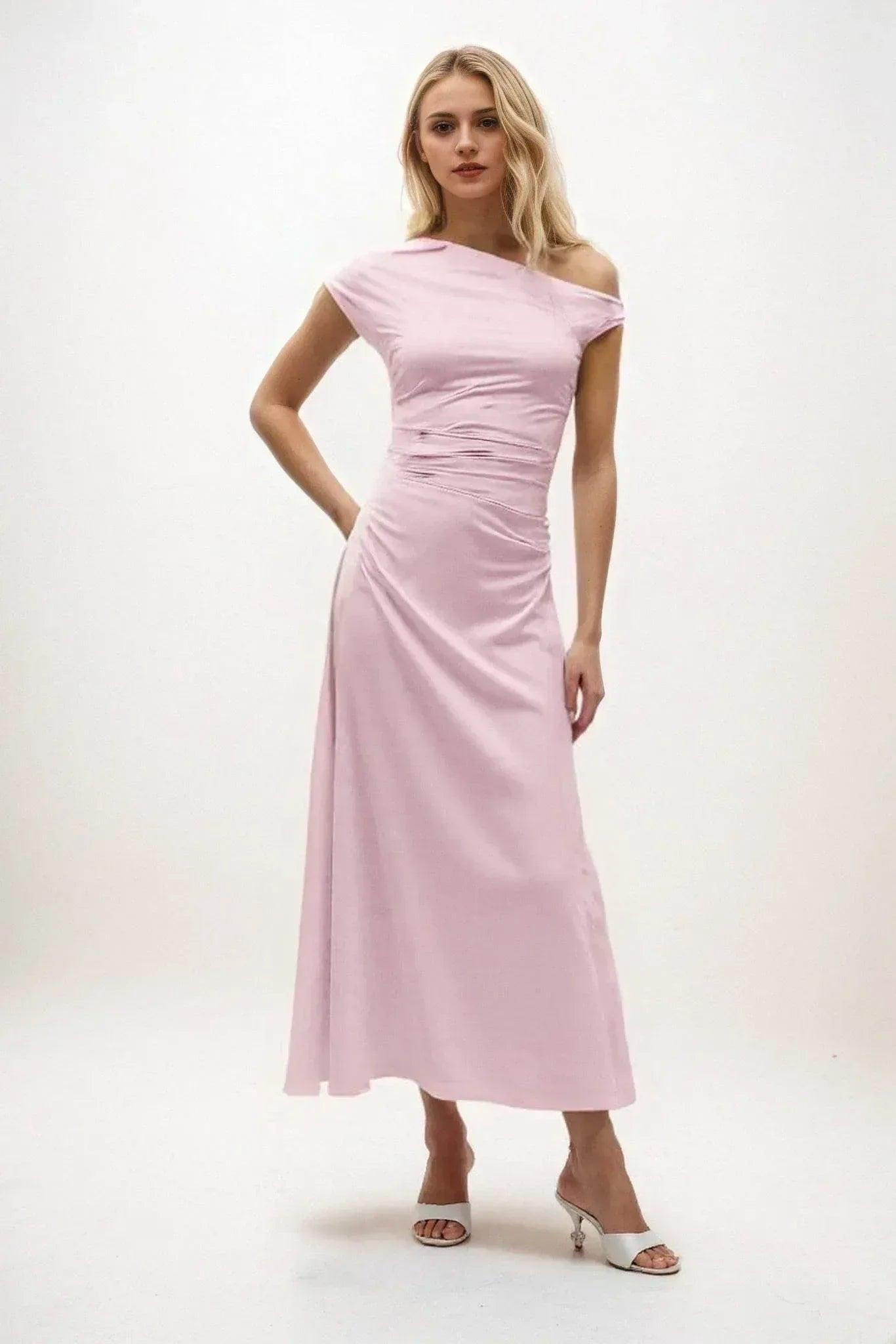 A-Line Midi Luxe Satin Dress CB0830CS