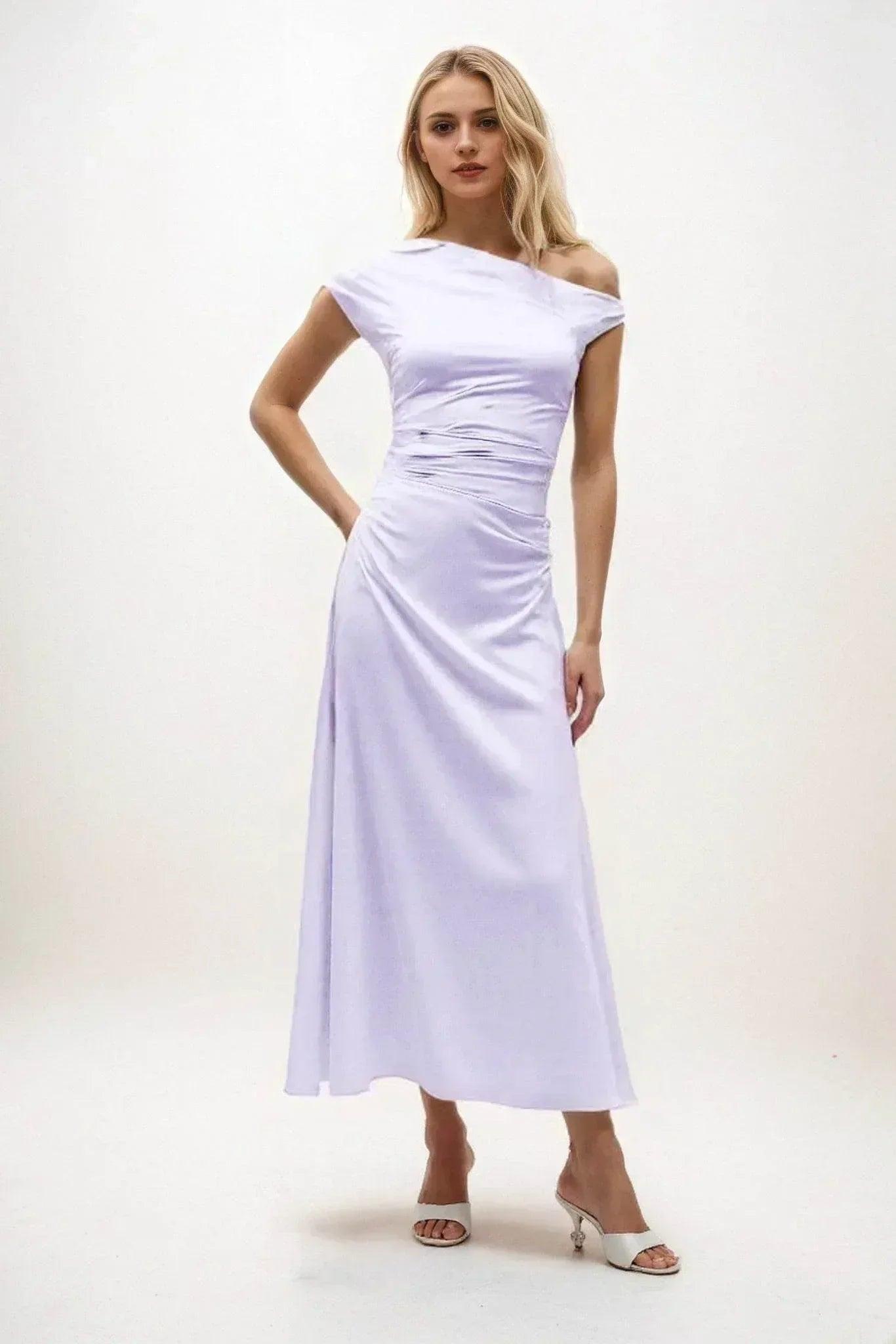 A-Line Midi Luxe Satin Dress CB0830CS