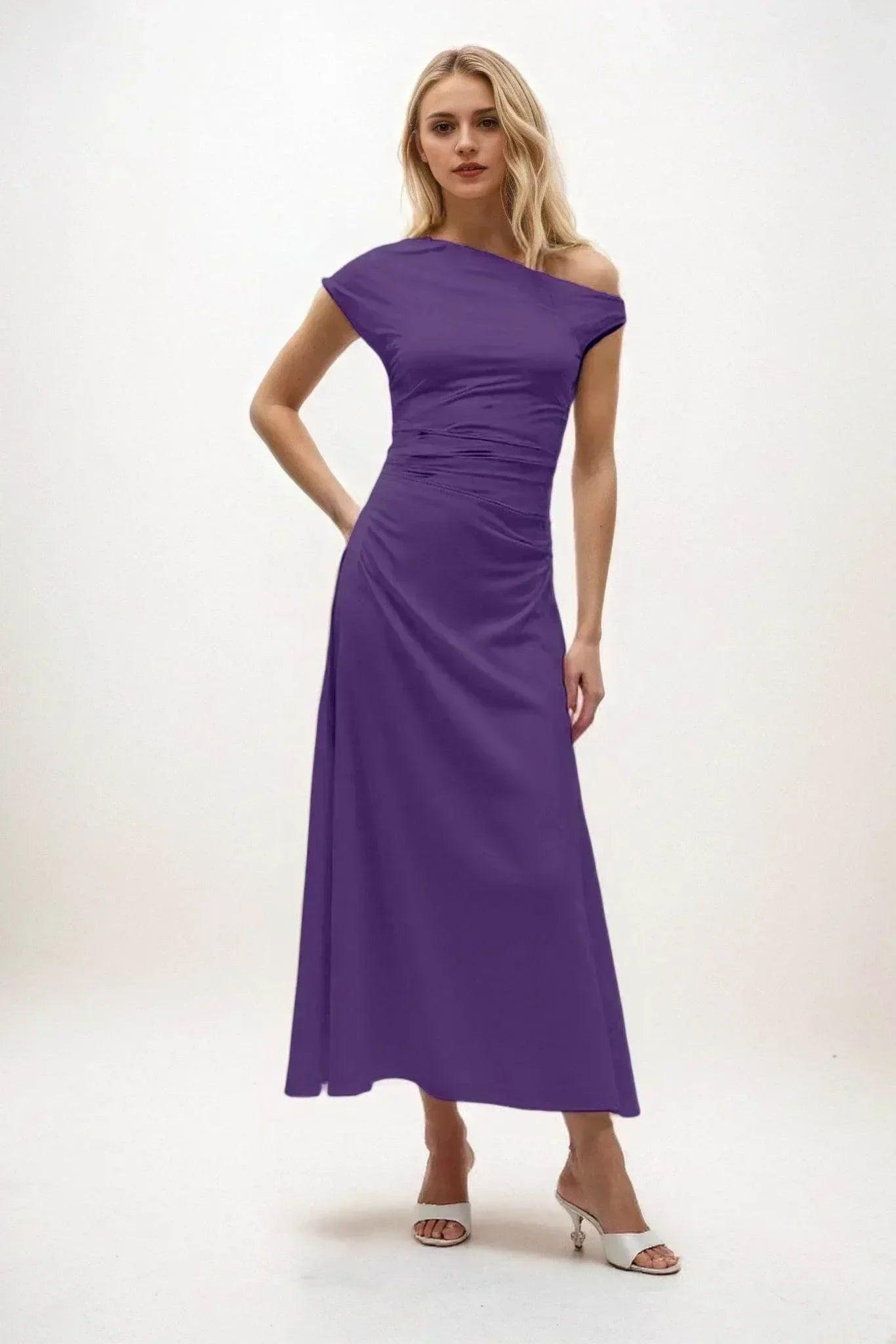 A-Line Midi Luxe Satin Dress CB0830CS
