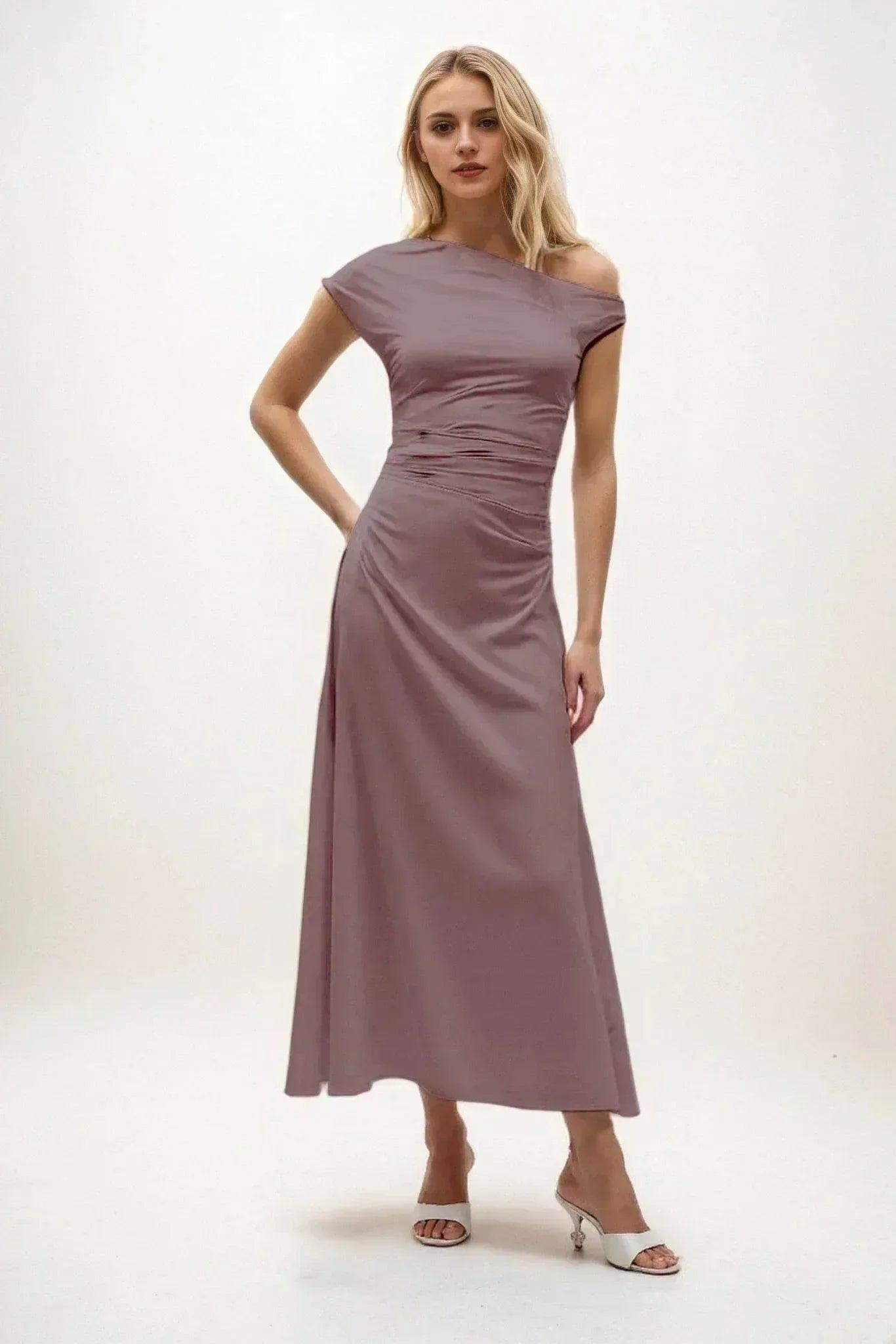 A-Line Midi Luxe Satin Dress CB0830CS