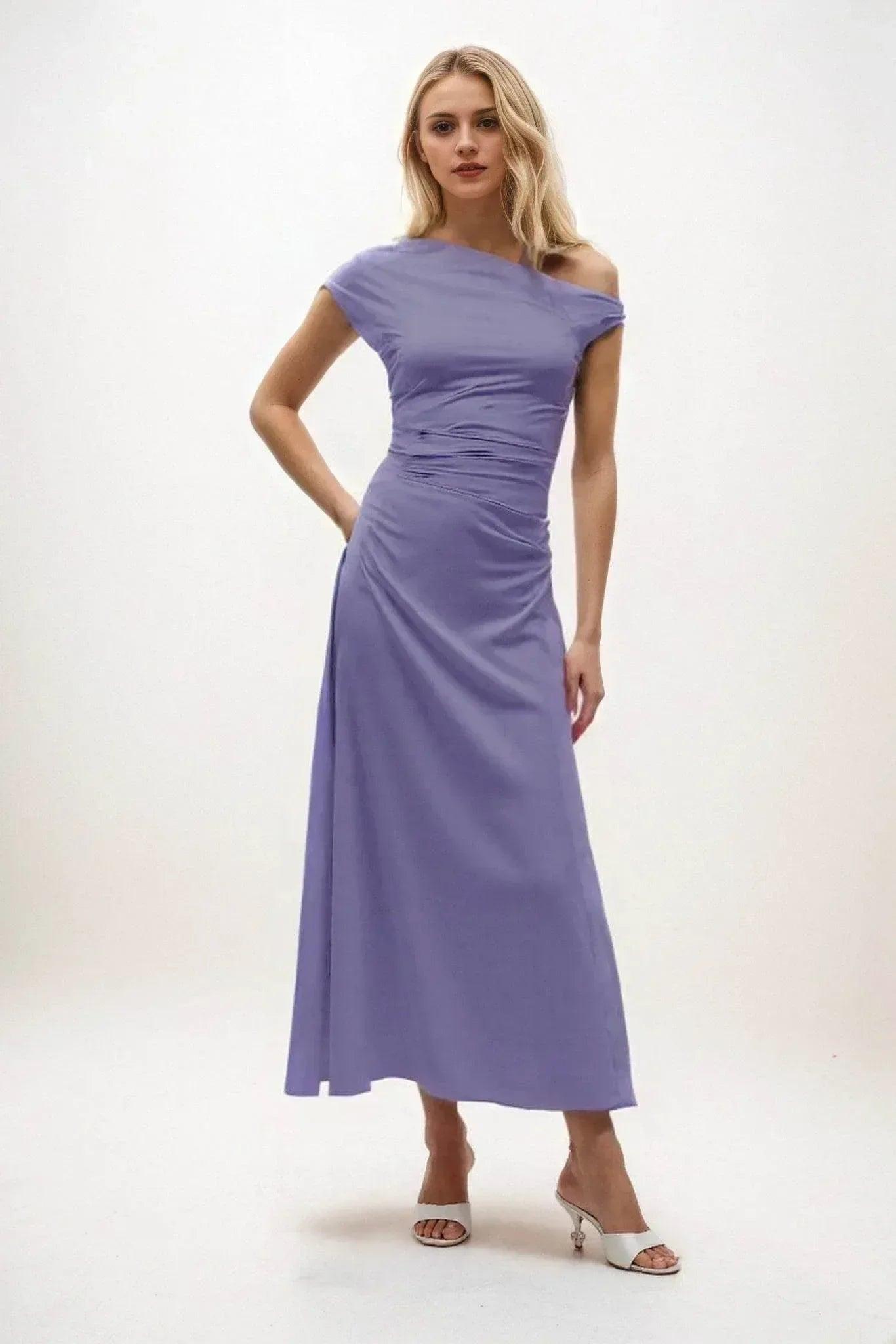 A-Line Midi Luxe Satin Dress CB0830CS