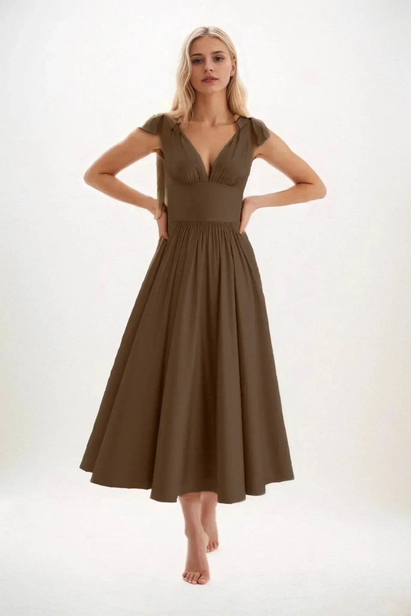 A-Line Midi Luxe Satin Bridesmaid Dress CB0832