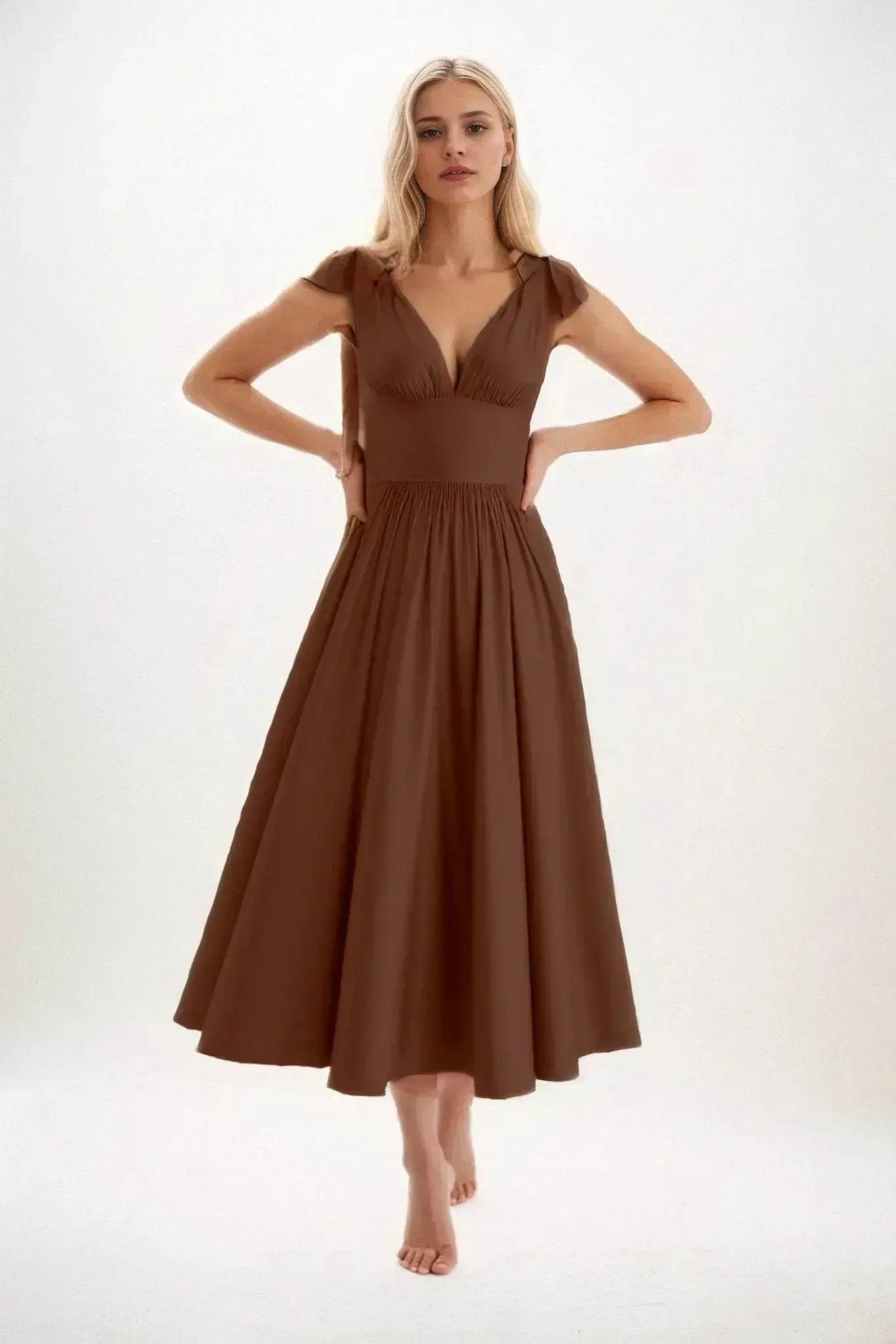 A-Line Midi Luxe Satin Bridesmaid Dress CB0832