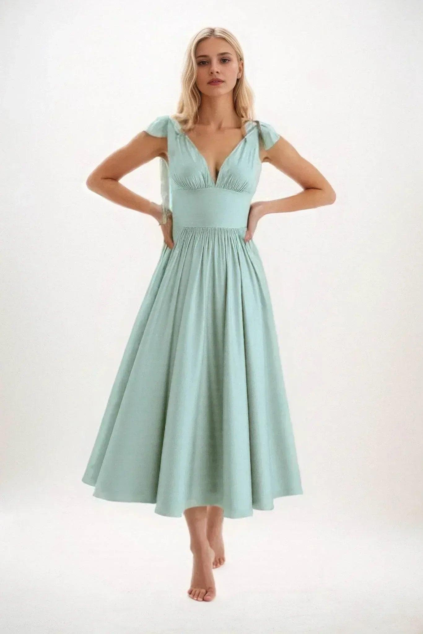 A-Line Midi Luxe Satin Bridesmaid Dress CB0832