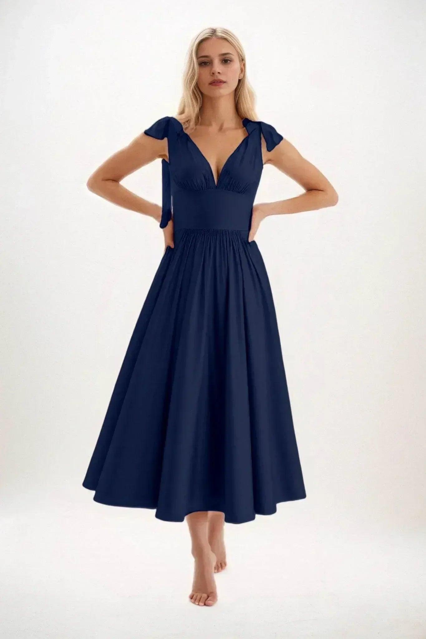 A-Line Midi Luxe Satin Bridesmaid Dress CB0832