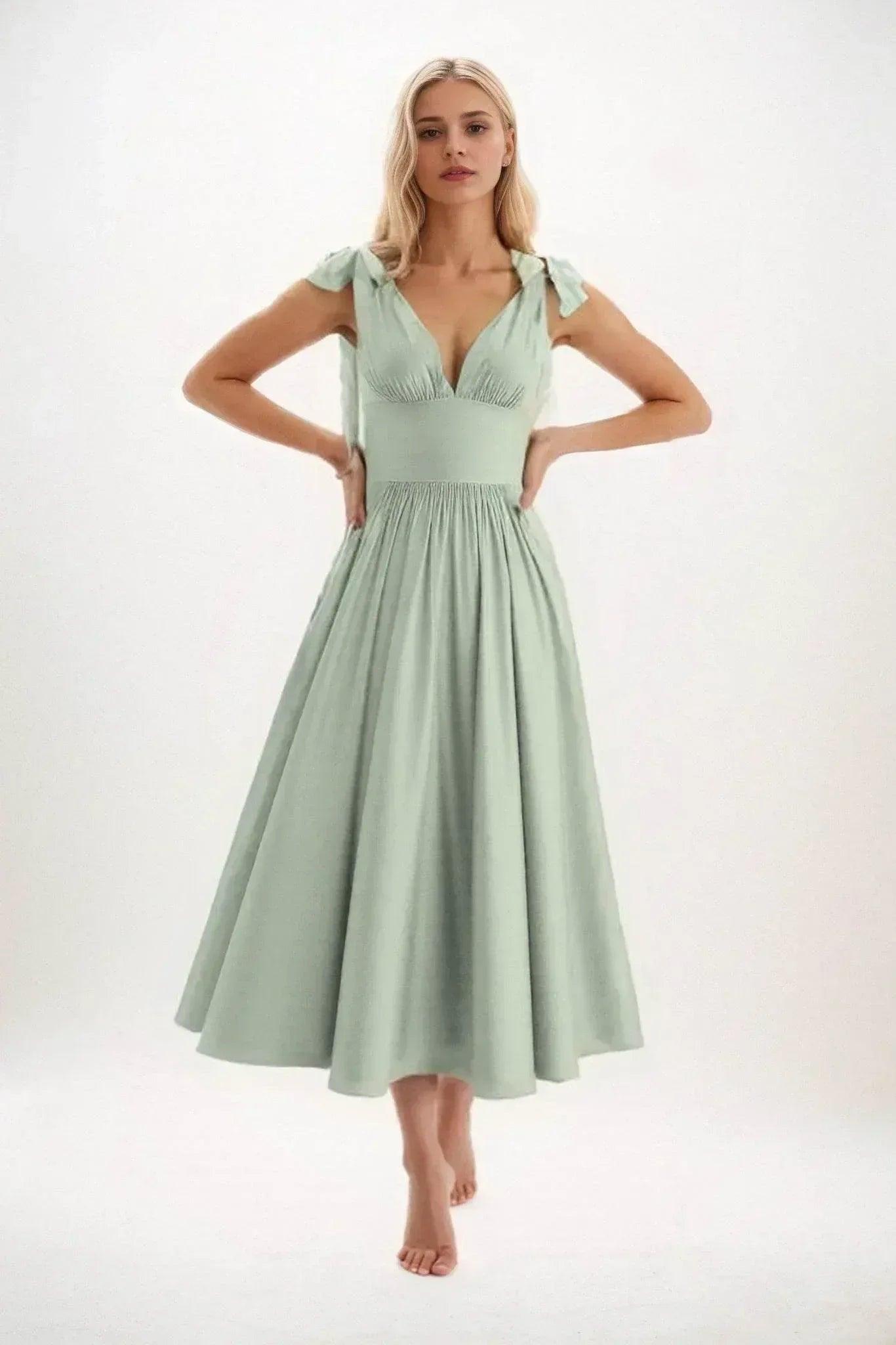 A-Line Midi Luxe Satin Bridesmaid Dress CB0832