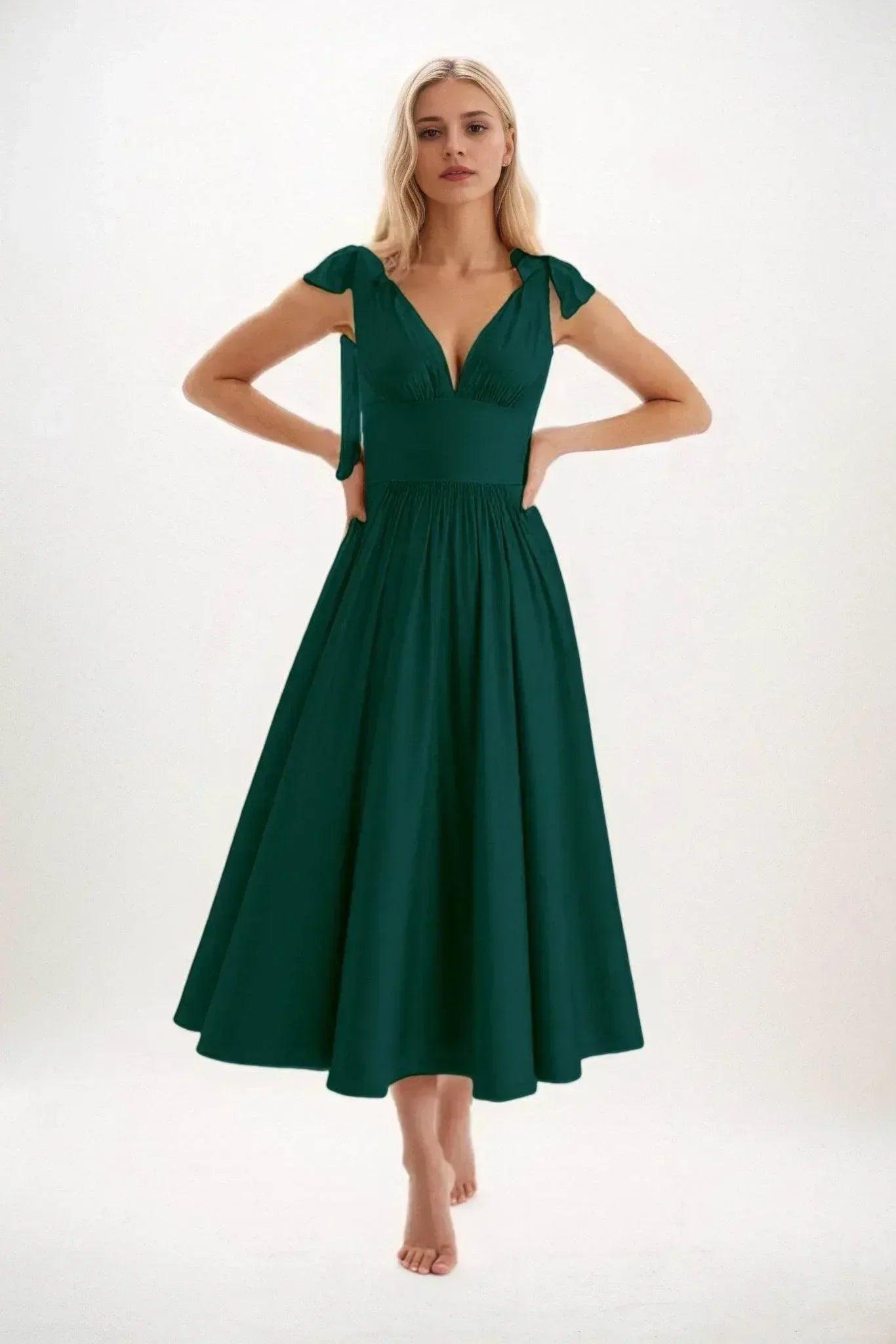 A-Line Midi Luxe Satin Bridesmaid Dress CB0832