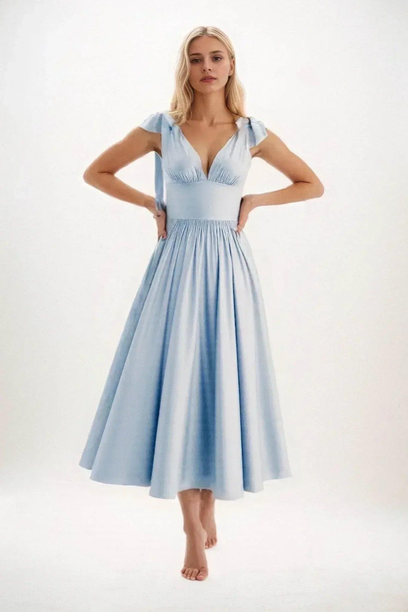 A-Line Midi Luxe Satin Bridesmaid Dress CB0832