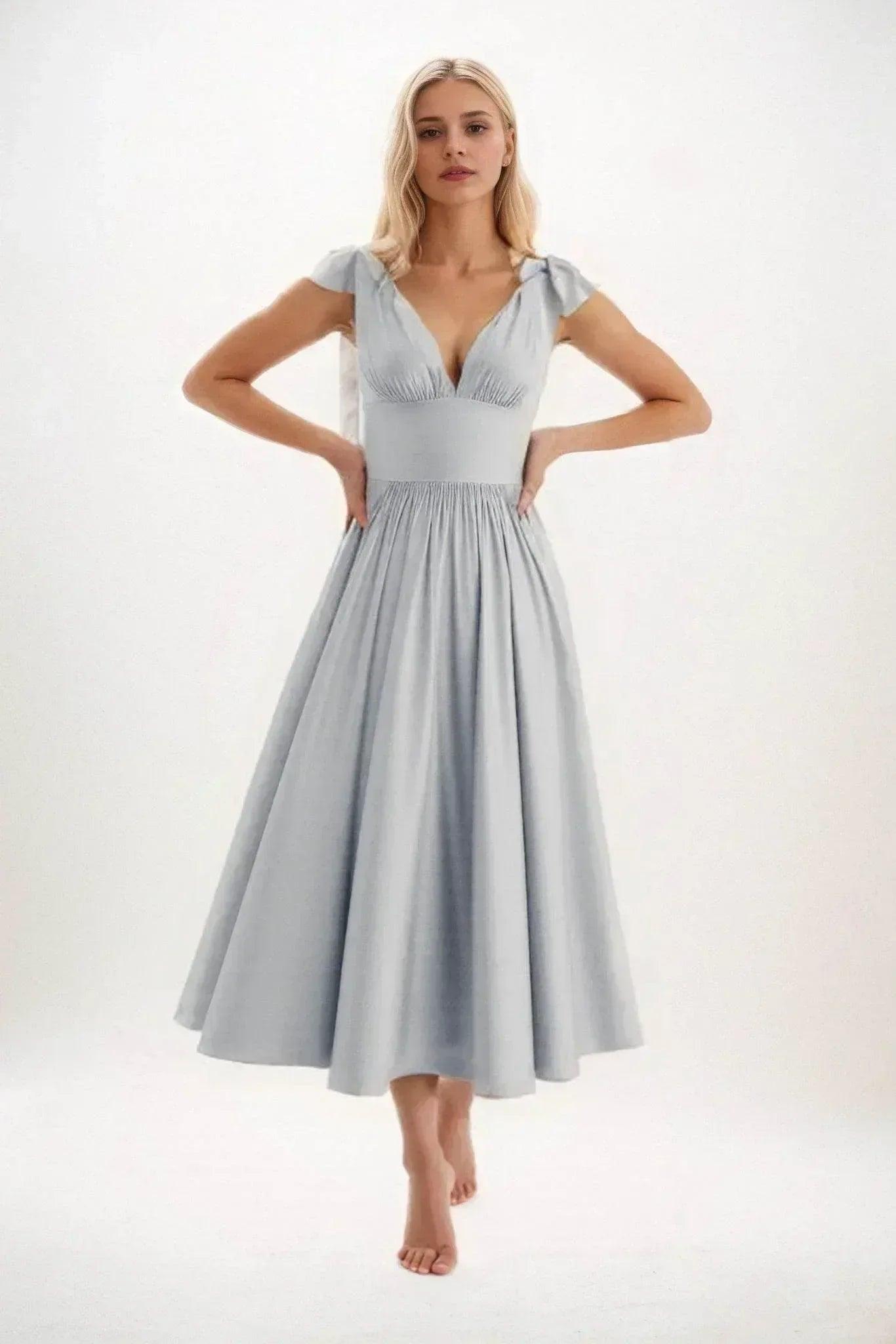 A-Line Midi Luxe Satin Bridesmaid Dress CB0832