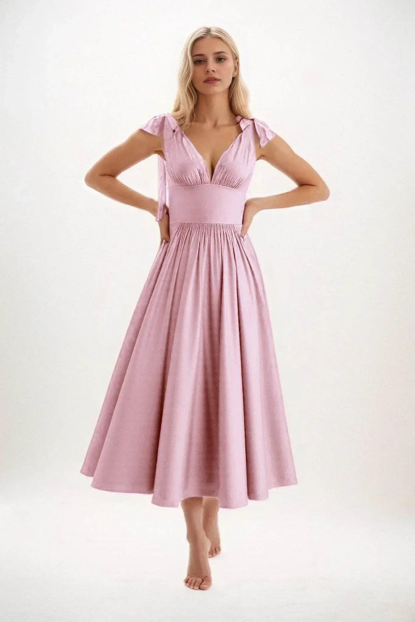 A-Line Midi Luxe Satin Bridesmaid Dress CB0832