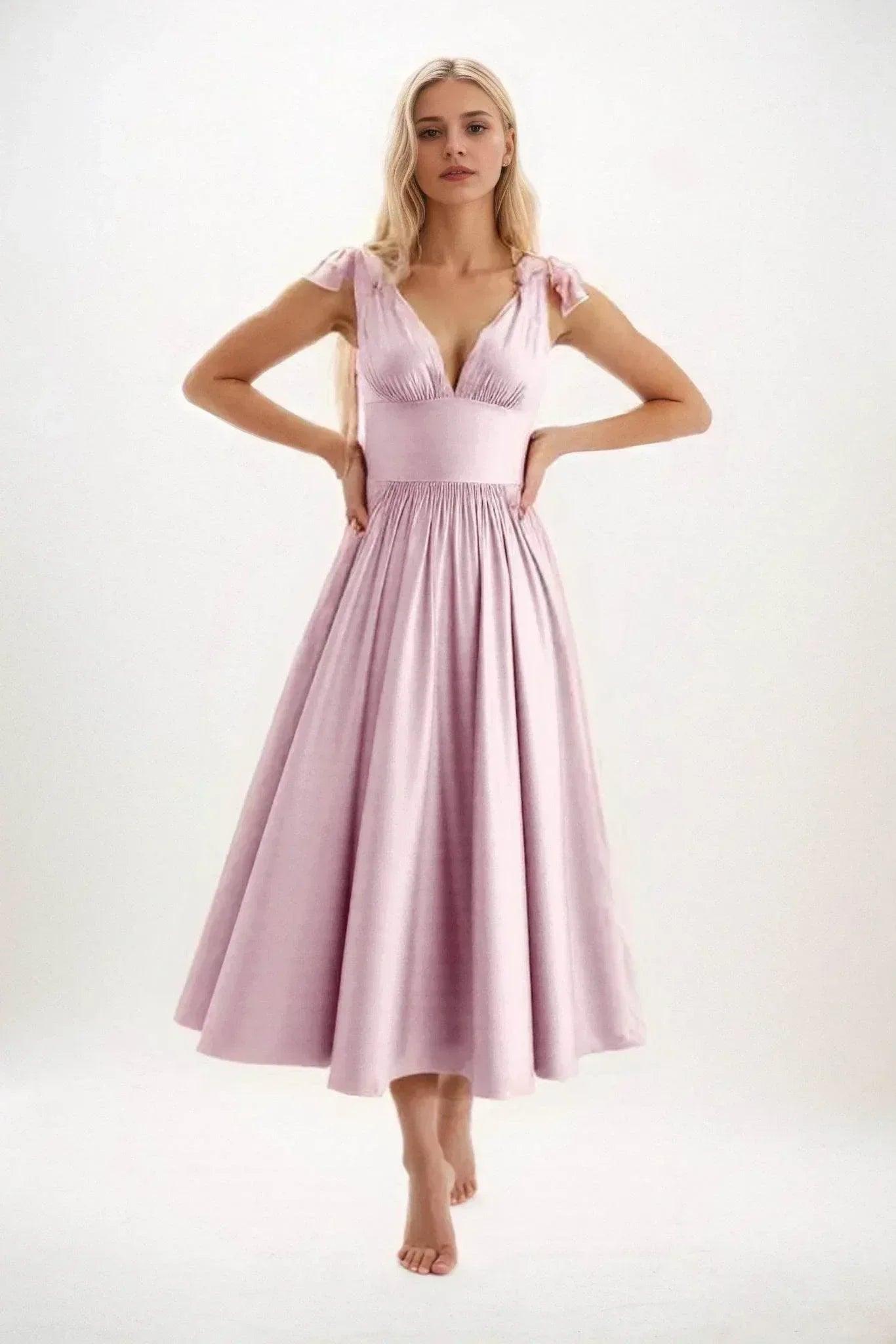 A-Line Midi Luxe Satin Dress CB0832CS