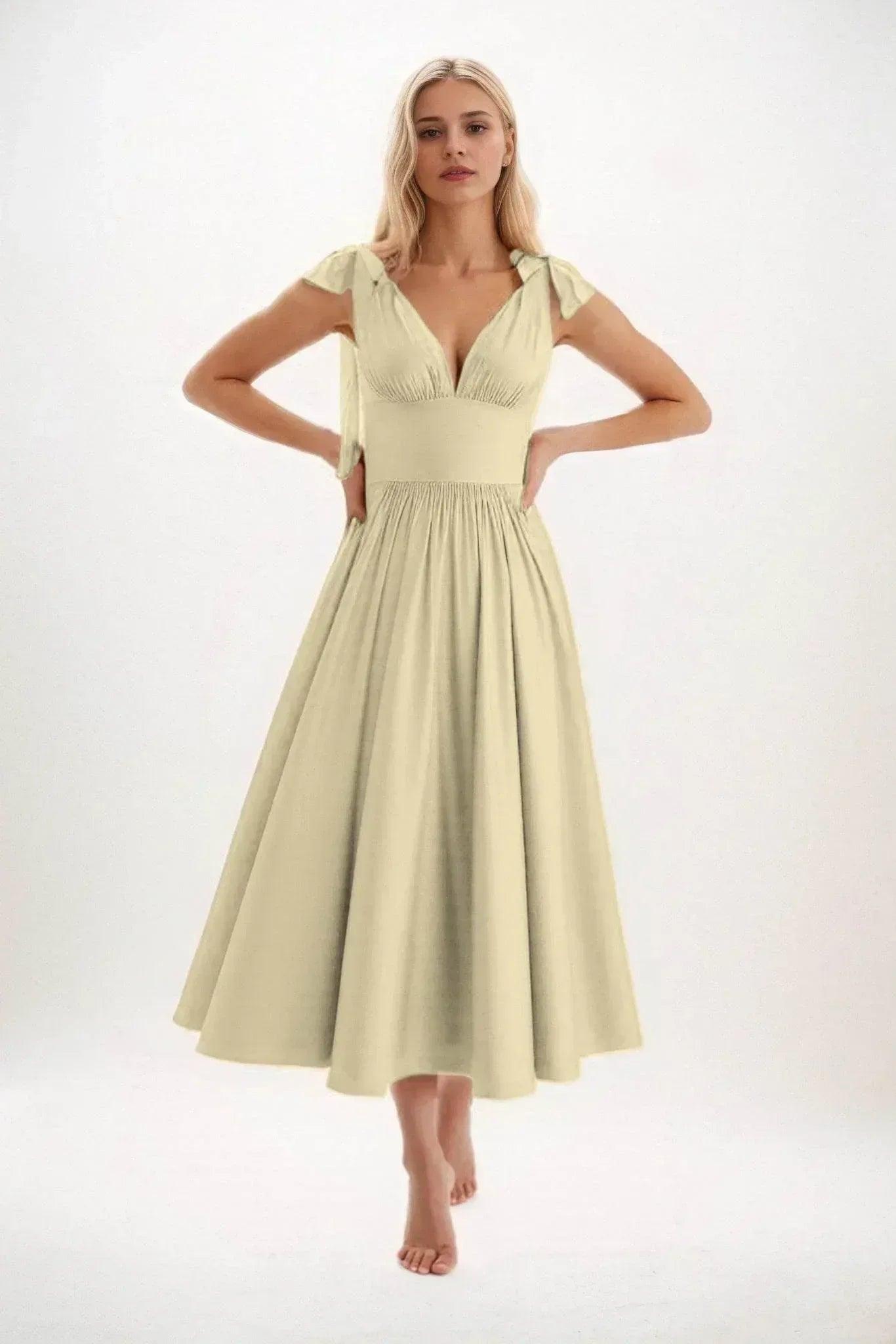 A-Line Midi Luxe Satin Bridesmaid Dress CB0832
