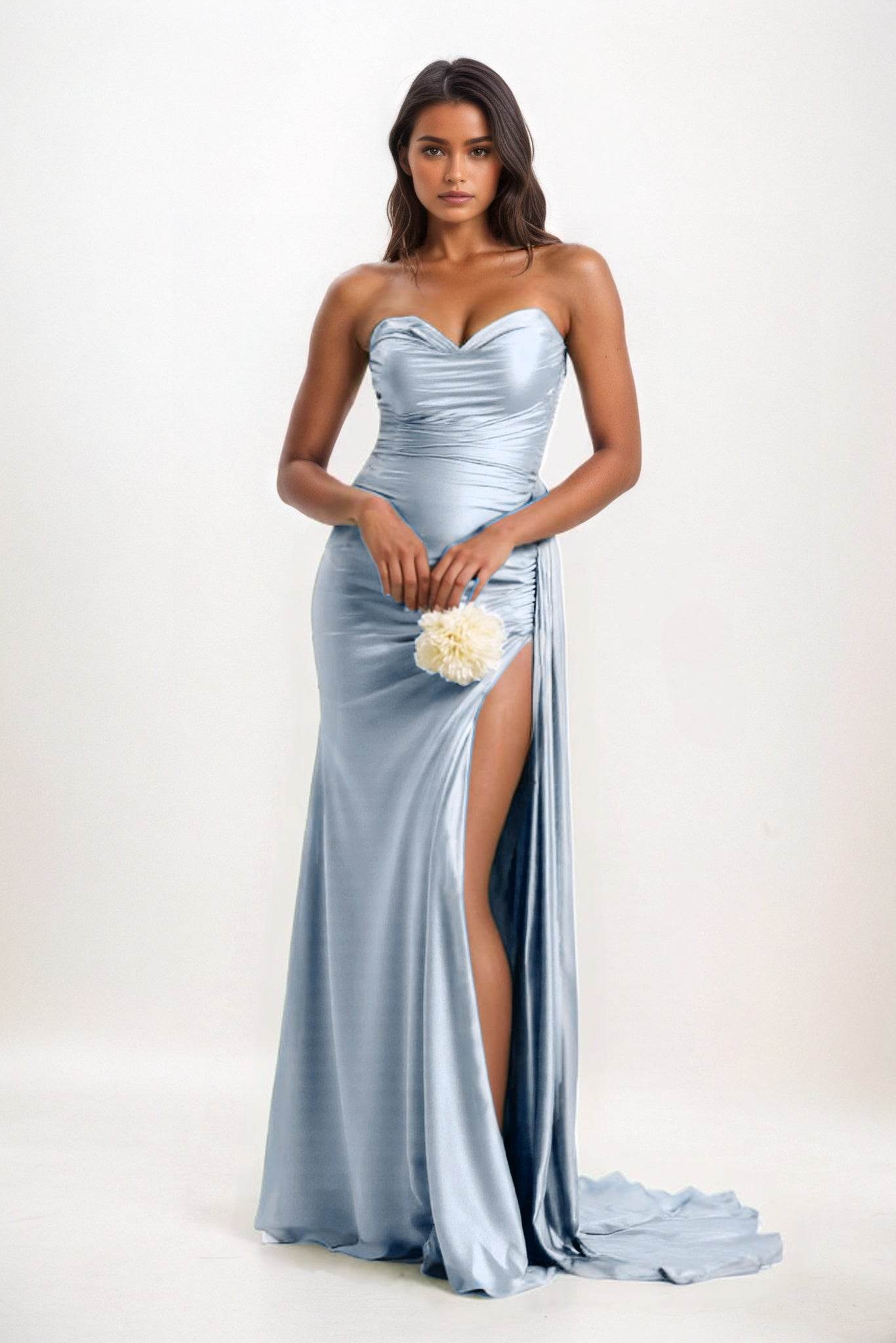Sheath-Column Court Train Luxe Satin Bridesmaid Dress CB0835