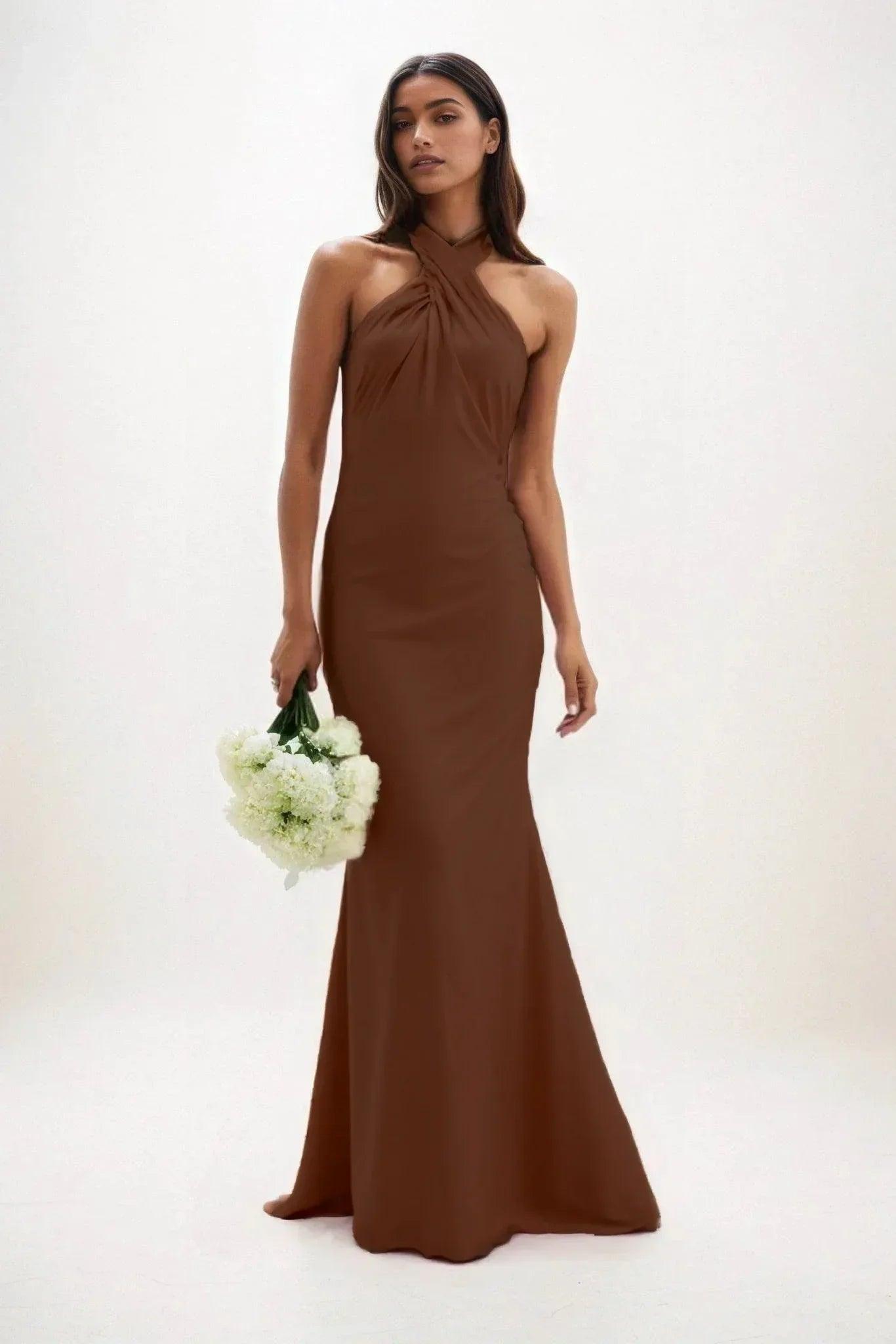 Sheath-Column Maxi Luxe Satin Dress CB0837CS