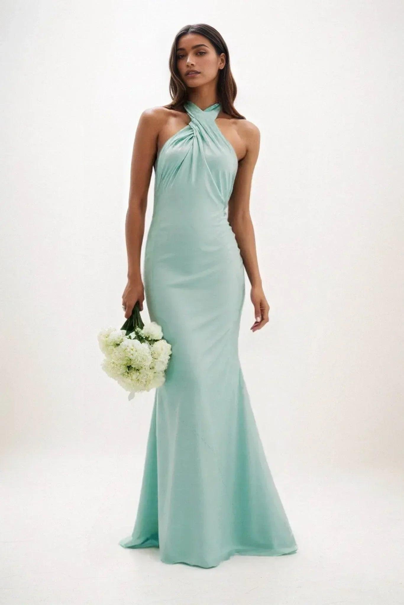 Sheath-Column Maxi Luxe Satin Dress CB0837CS