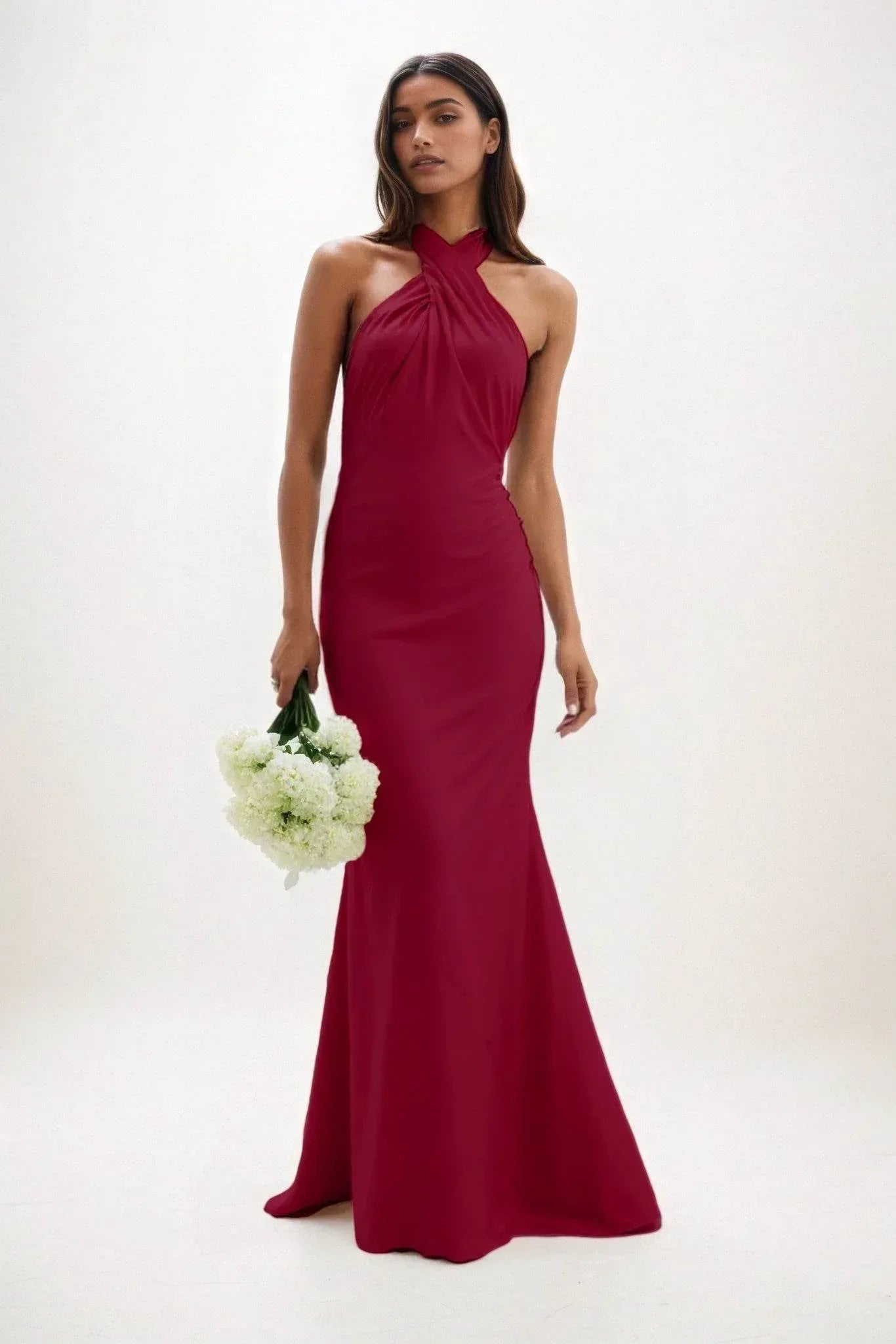 Sheath-Column Maxi Luxe Satin Dress CB0837CS