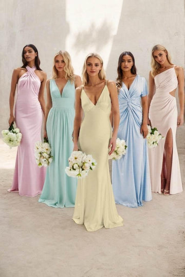 A-Line Maxi Luxe Satin Bridesmaid Dress CB0838