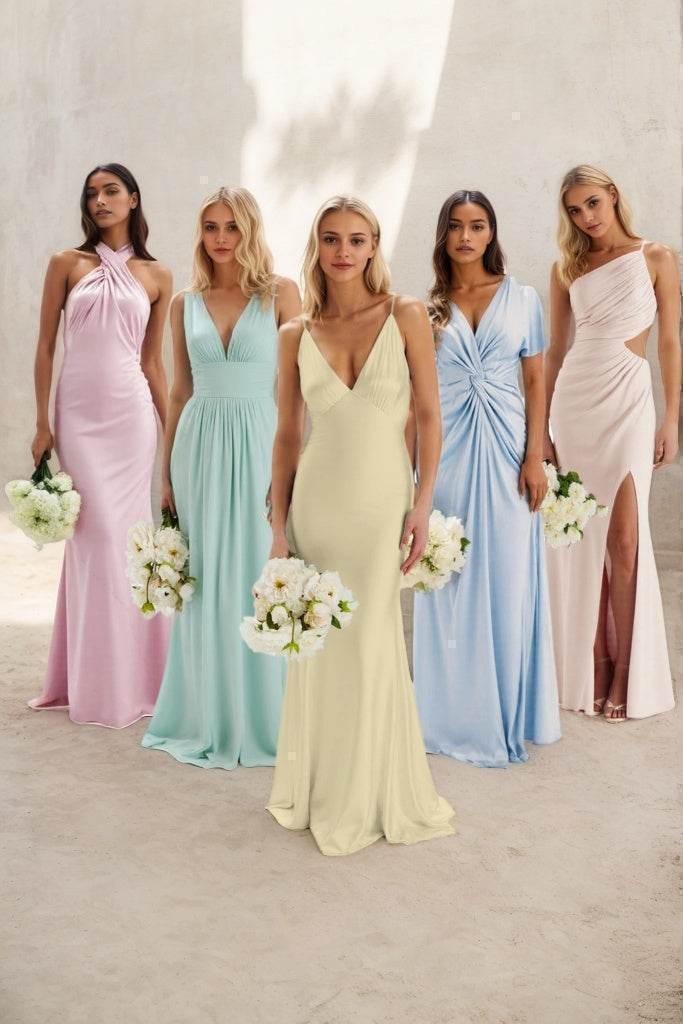 A-Line Maxi Luxe Satin Bridesmaid Dress CB0838