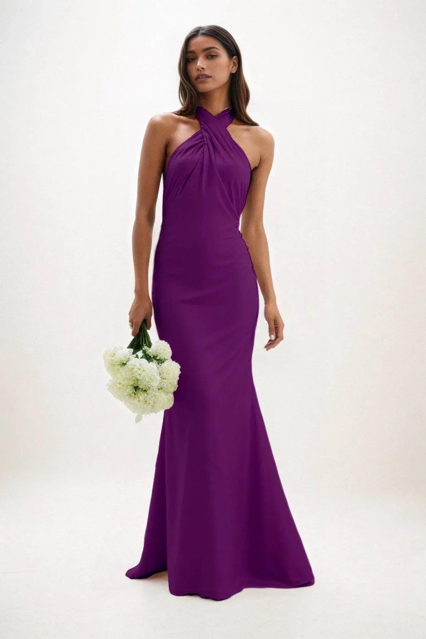 Sheath-Column Maxi Luxe Satin Dress CB0837CS