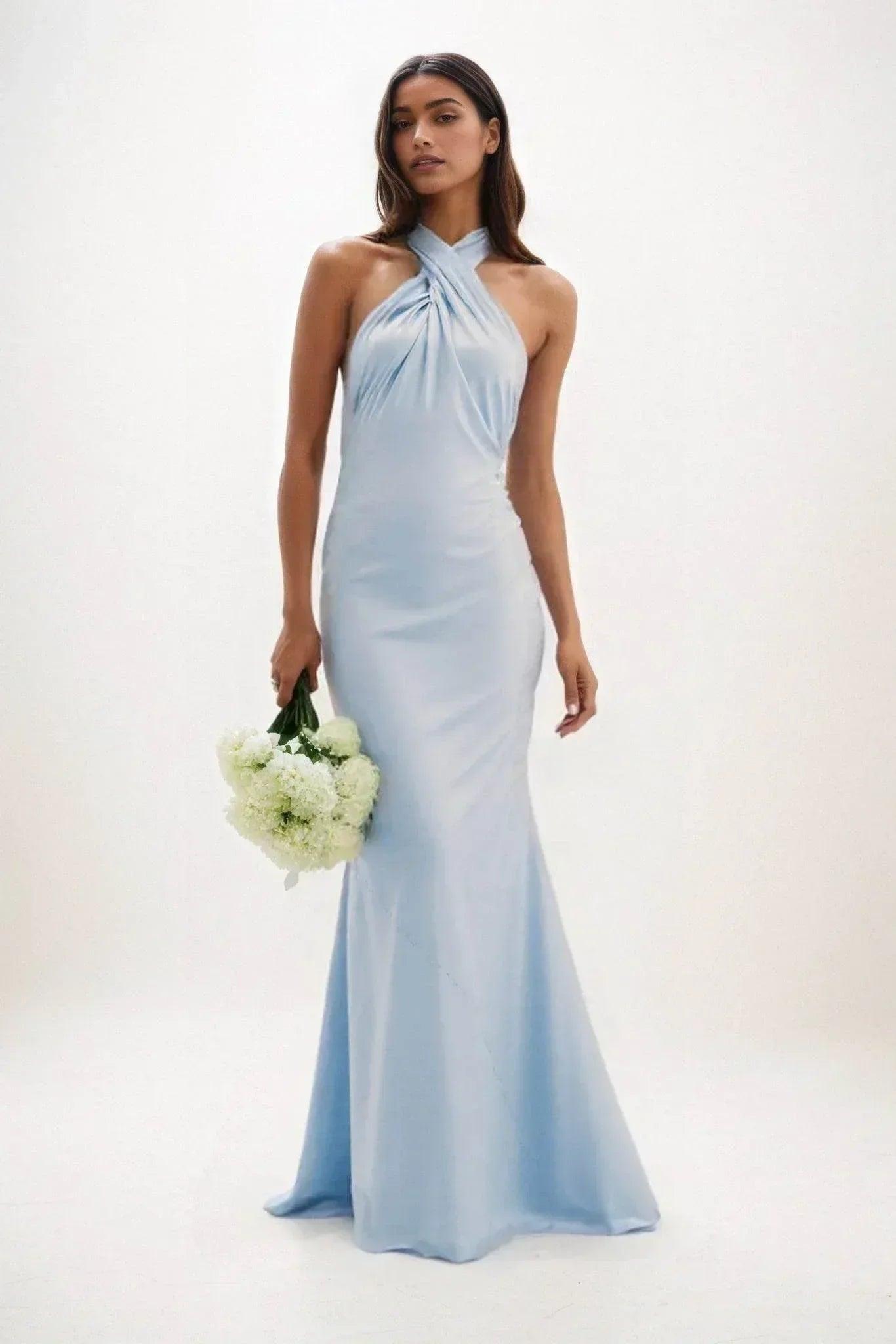 Sheath-Column Maxi Luxe Satin Dress CB0837CS