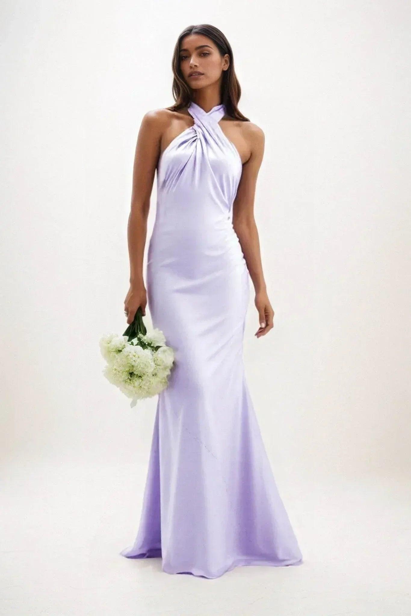 Sheath-Column Maxi Luxe Satin Dress CB0837CS